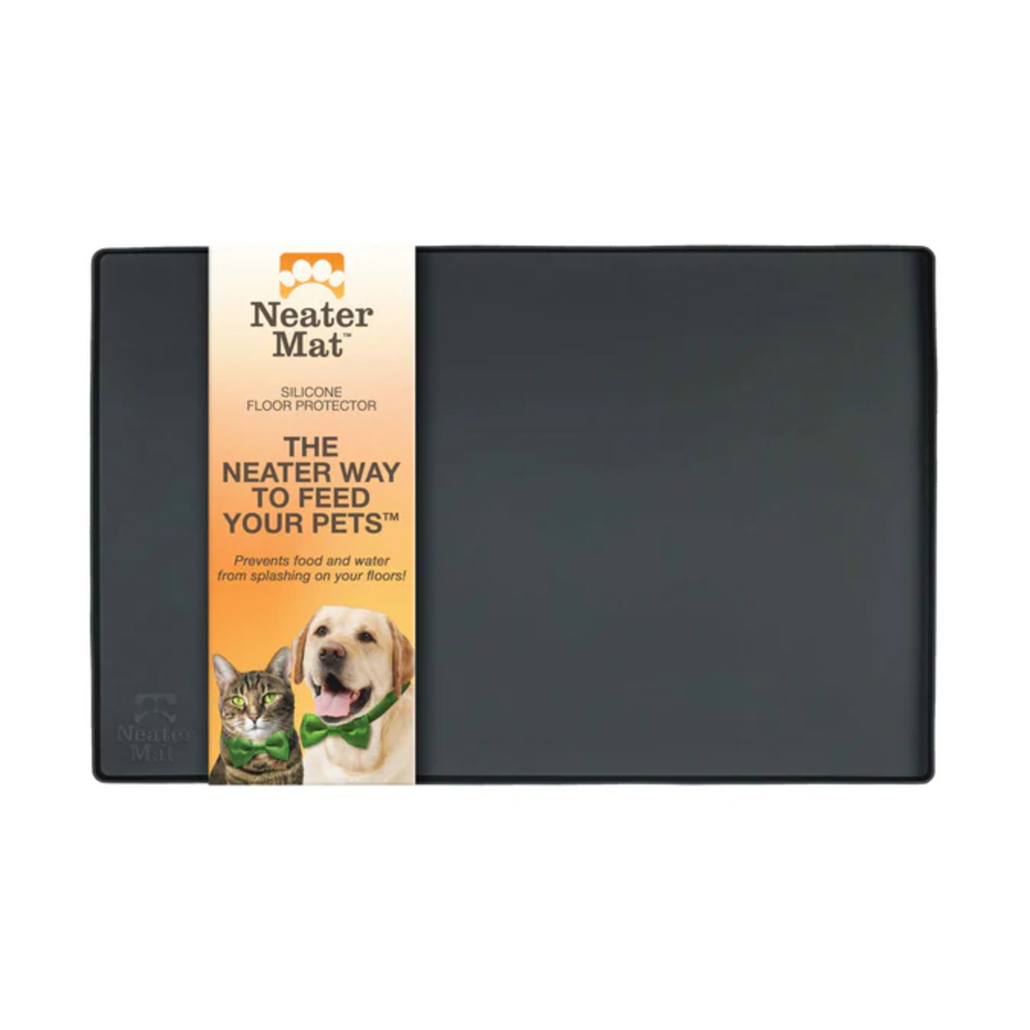 Neater Pets Neater Mat Waterproof Silicone Dog Feeding Mat - 19" X 12", Black