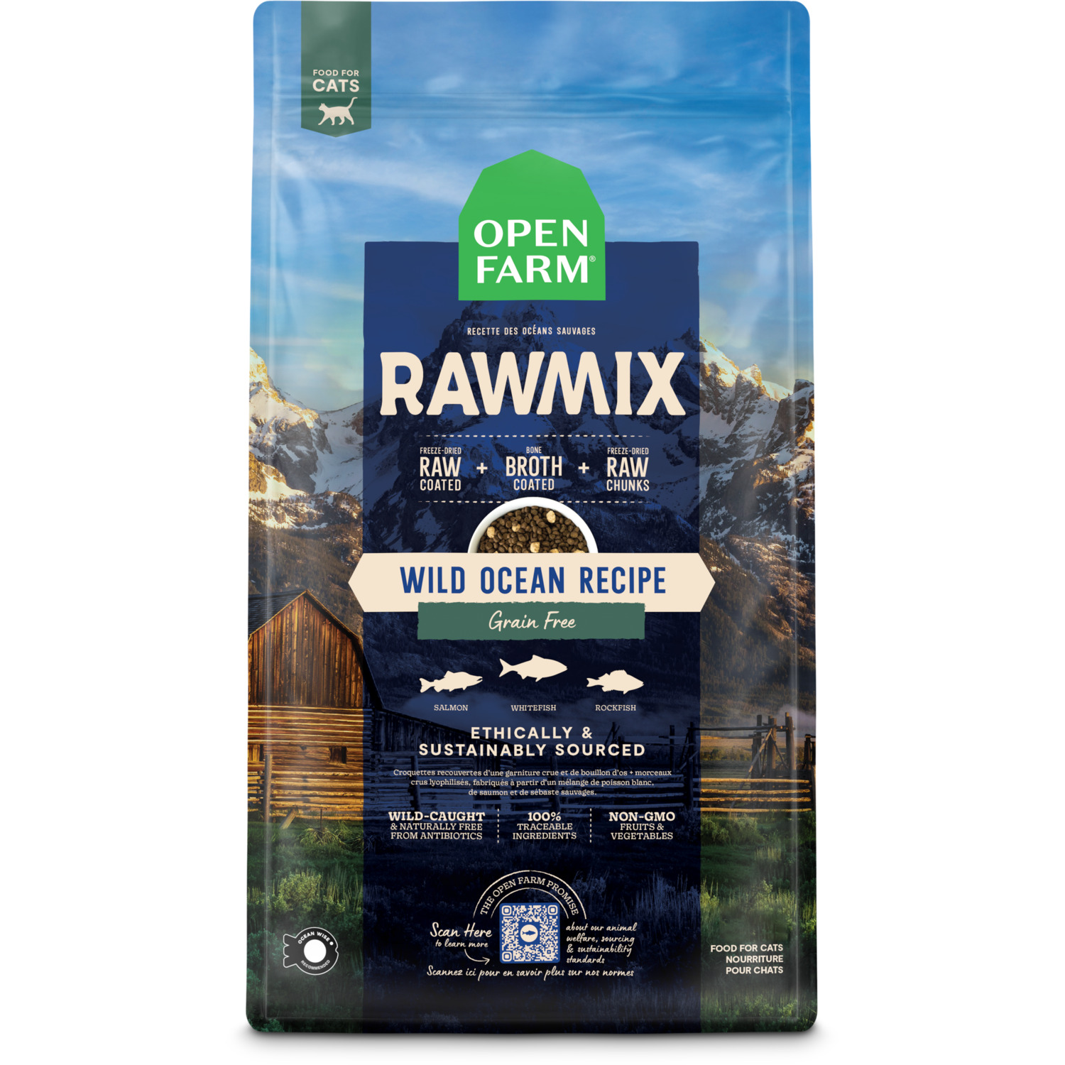 Open Farm Rawmix Wild Ocean Grain Free Dry Cat Food With Freeze-Dried Raw Morsels, 8Lb