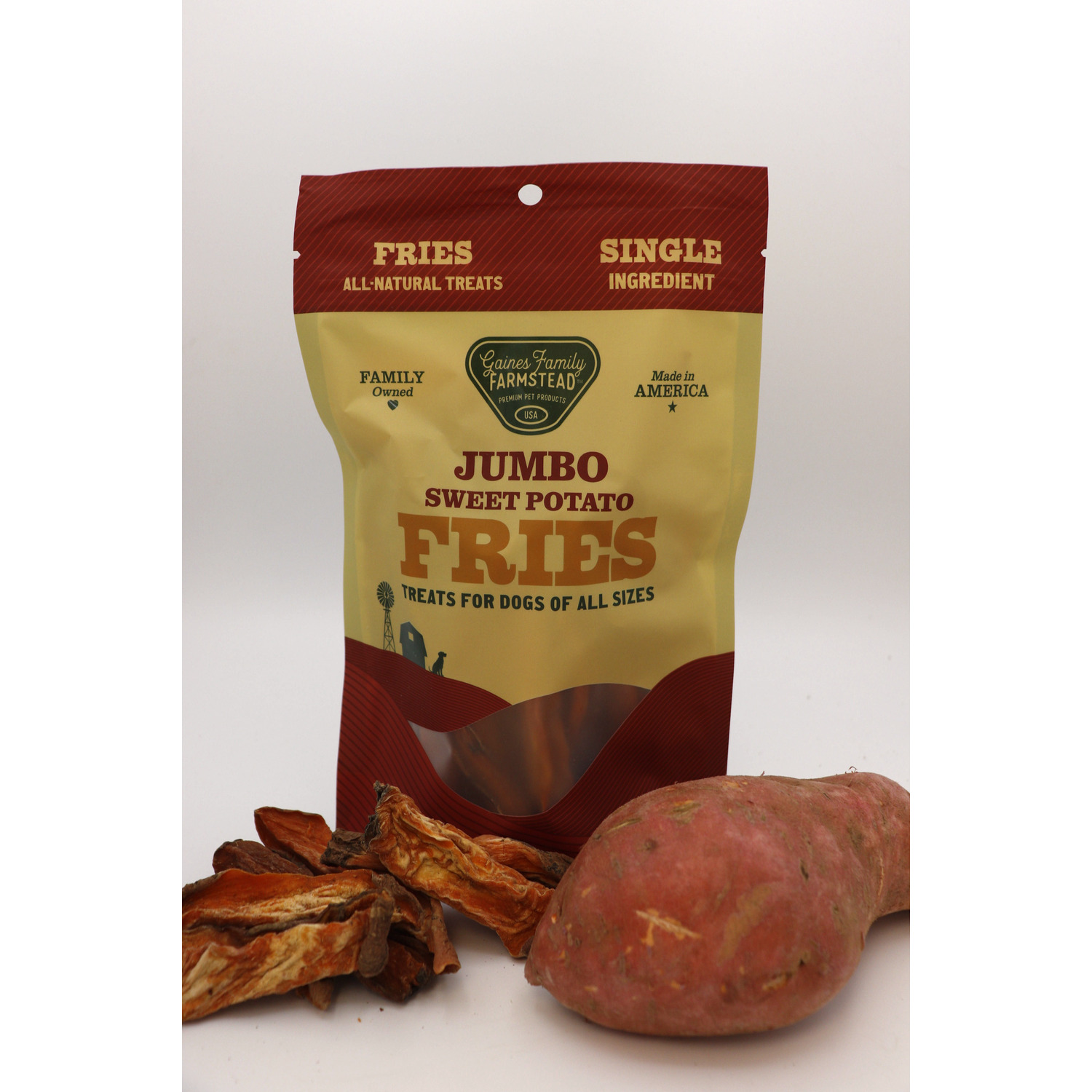 Gaines Family Farmstead Jumbo Sweet Potato Fries Dog Treats, 8Oz