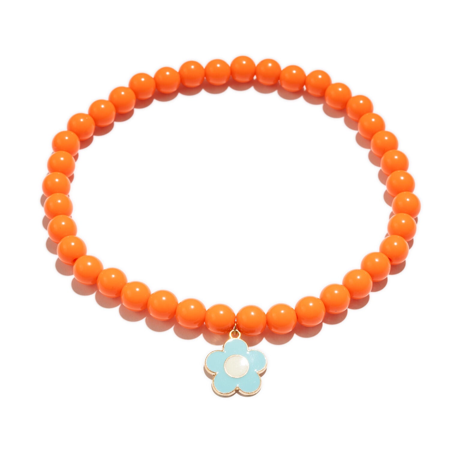 Simply Dog Orange Beads With Blue Charm Dog Necklace