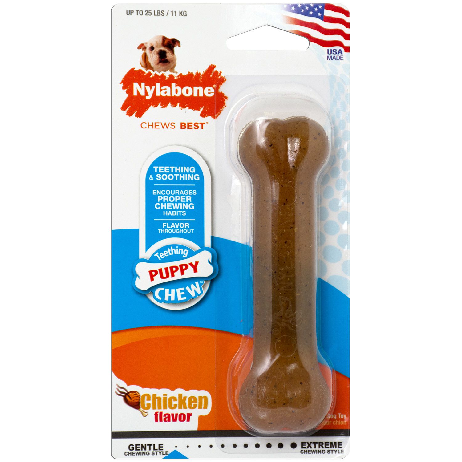 Nylabone Puppy Chew Teething Bone Dog Chew Toy, Chicken Flavored, Small