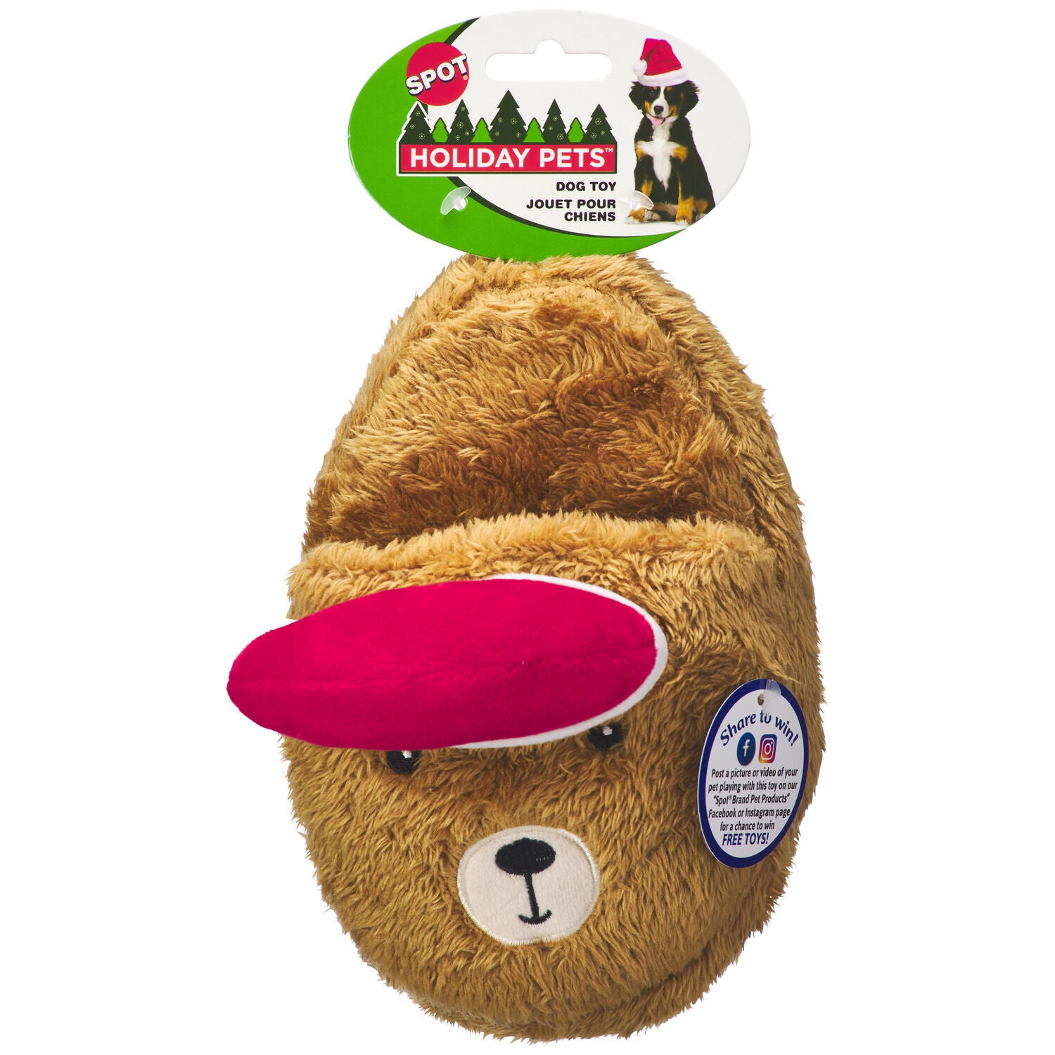 Spot Holiday Slippers Plush Crinkle & Squeak Dog Toy, 8" Assorted, 1 Each