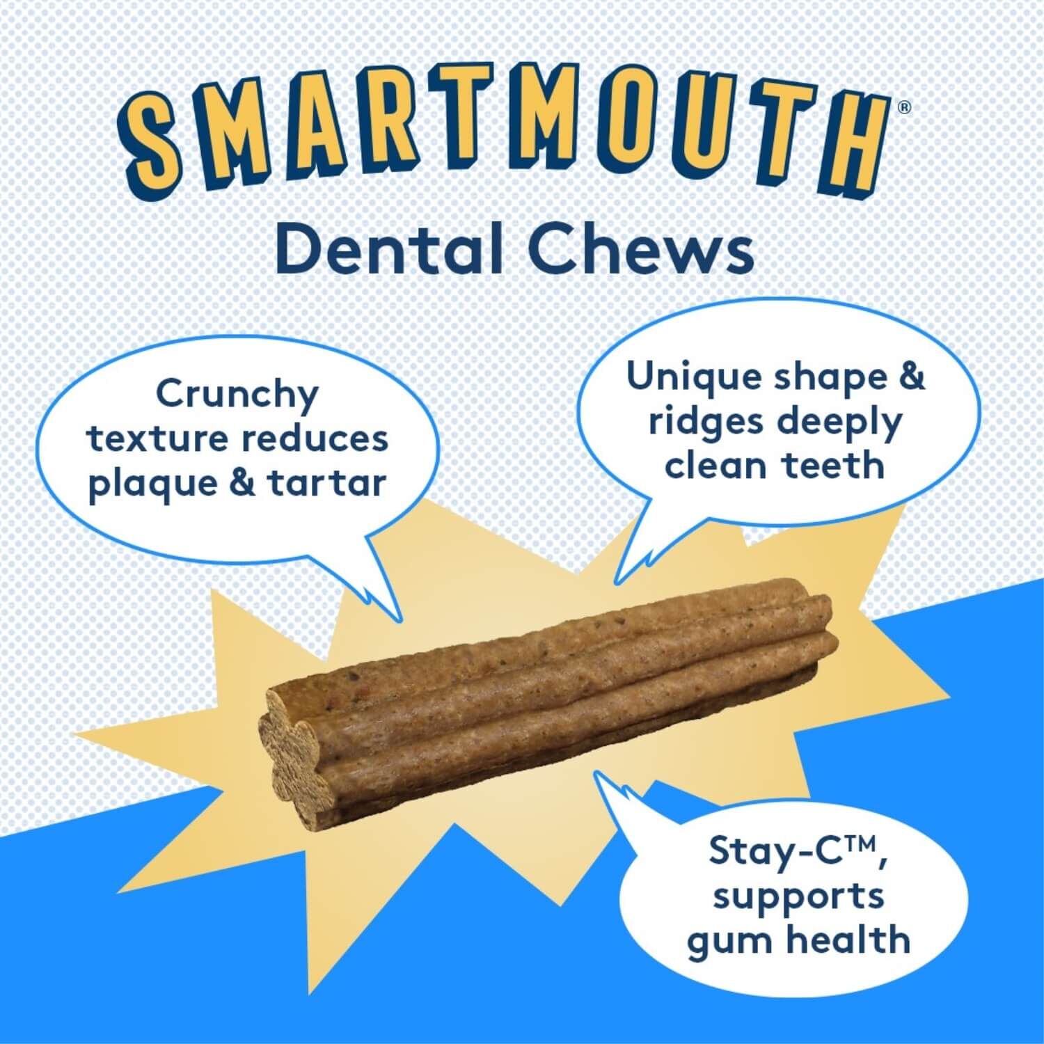 The Missing Link Smartmouth 7-In-1 Dental Chew Dog Treats For Petite/Extra Small Dogs