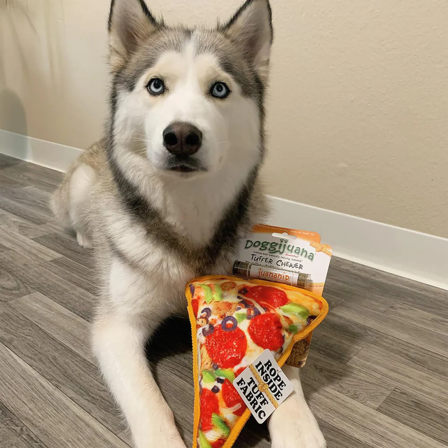Doggijuana Tuffer Chewer Supreme Pizza Juananip Refillable Dog Toy
