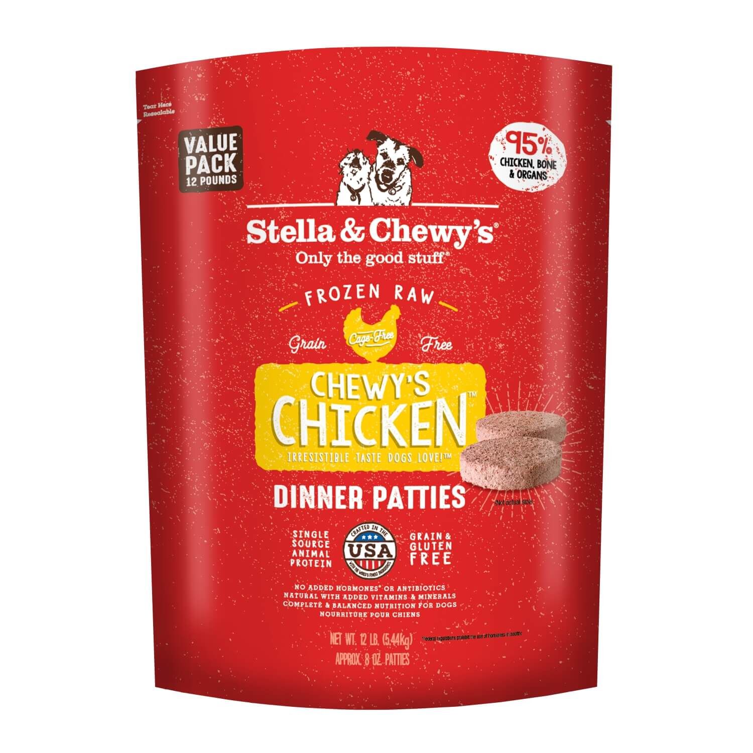 Chewy's Chicken Patties Frozen Dog Food