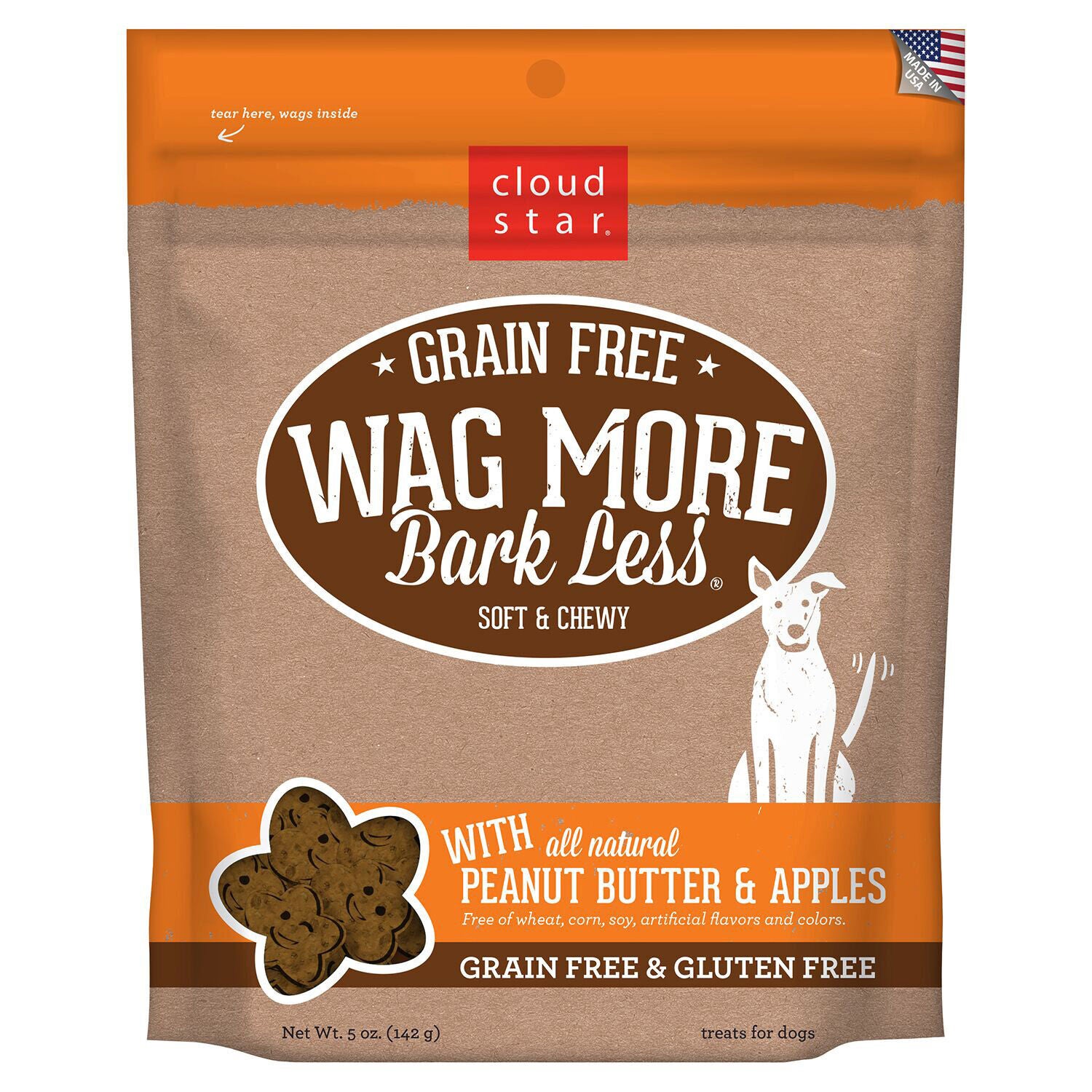 Wag More Bark Less Cloud Star Grain Free Soft & Chewy With Peanut Butter & Apples Dog Treat