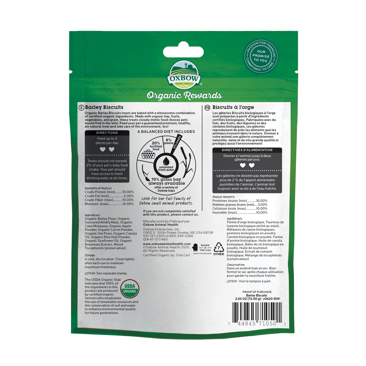 Oxbow Organic Barley Biscuits Small Animal Treat