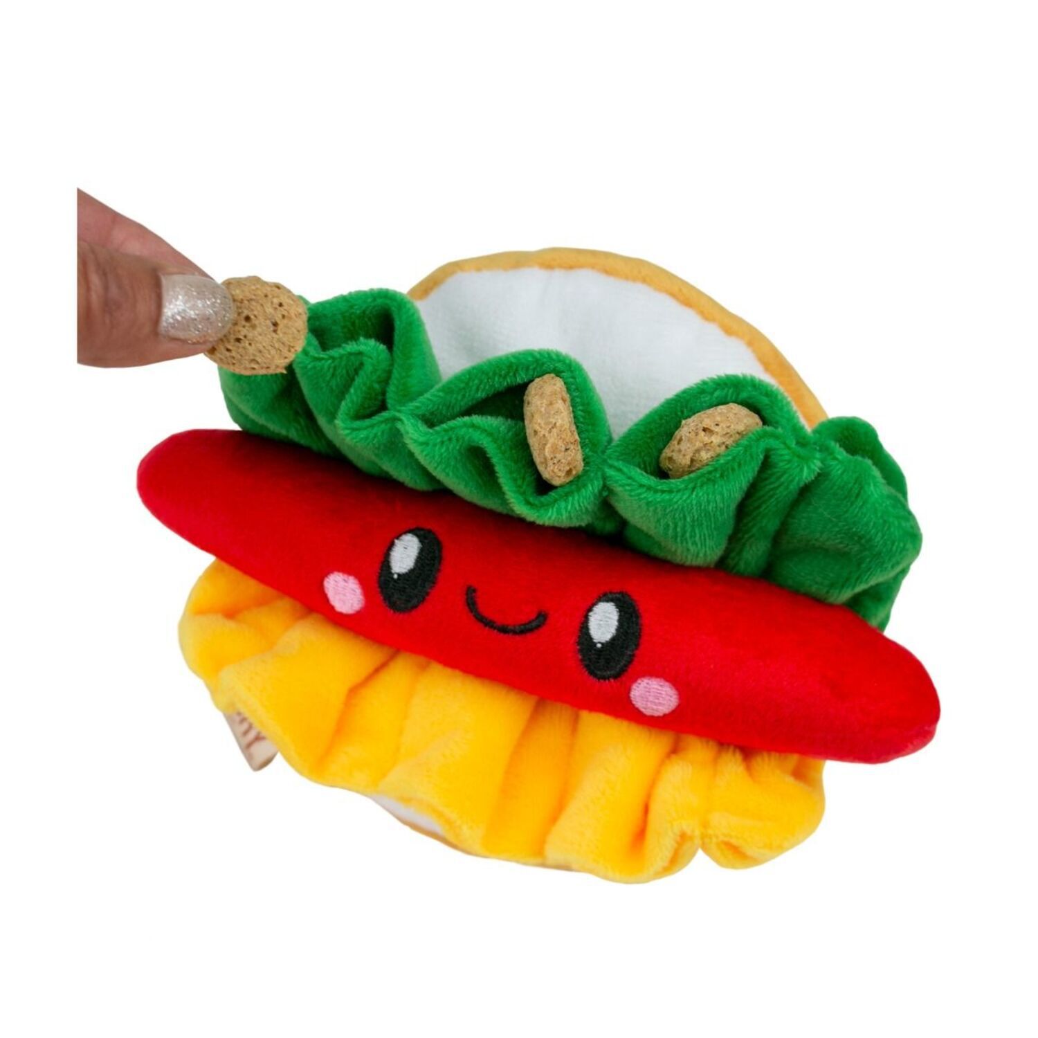 Territory Hot Dog Plush Hide-And-Treat Dog Toy, 6"