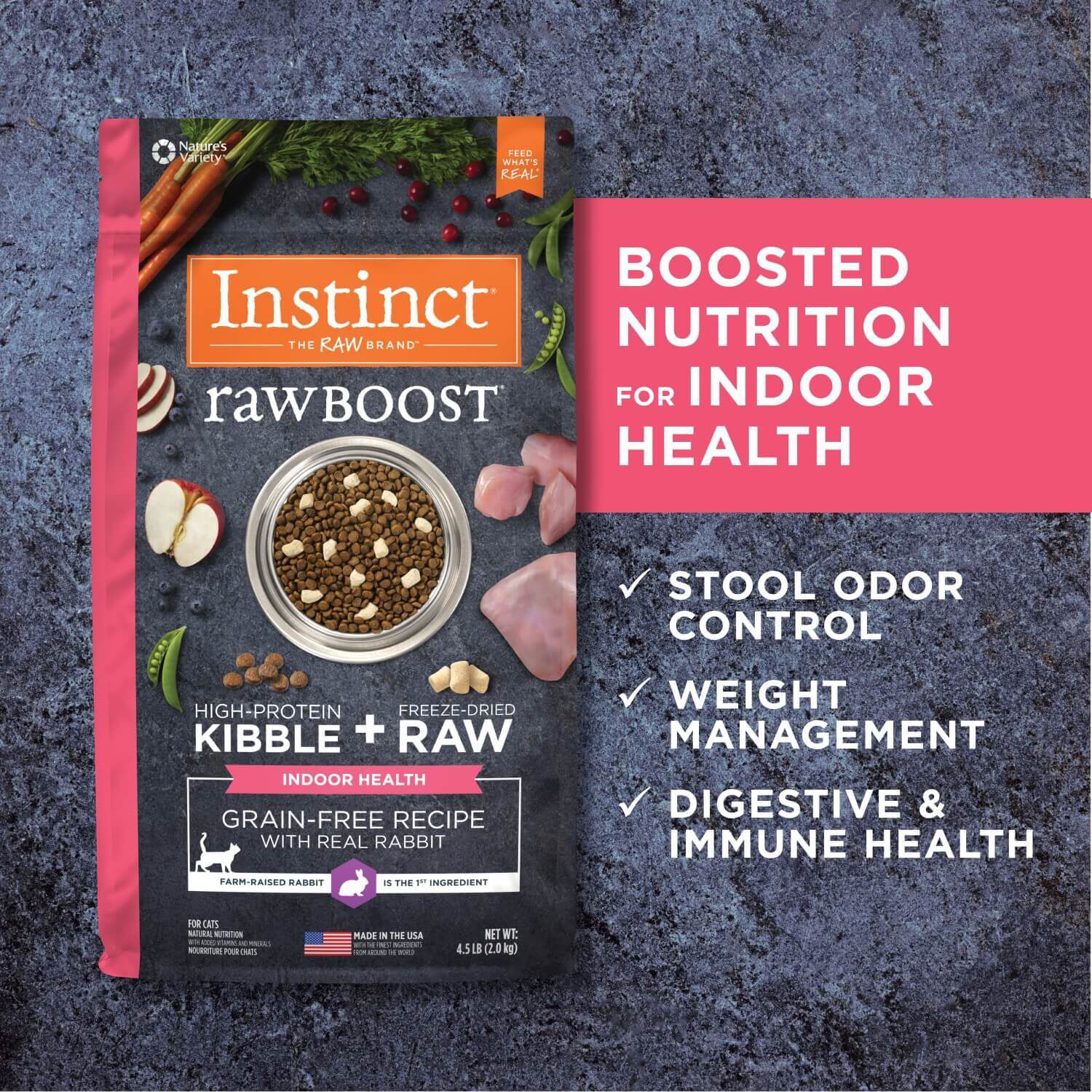 Instinct Raw Boost Indoor Grain-Free Recipe With Real Rabbit Dry Cat Food