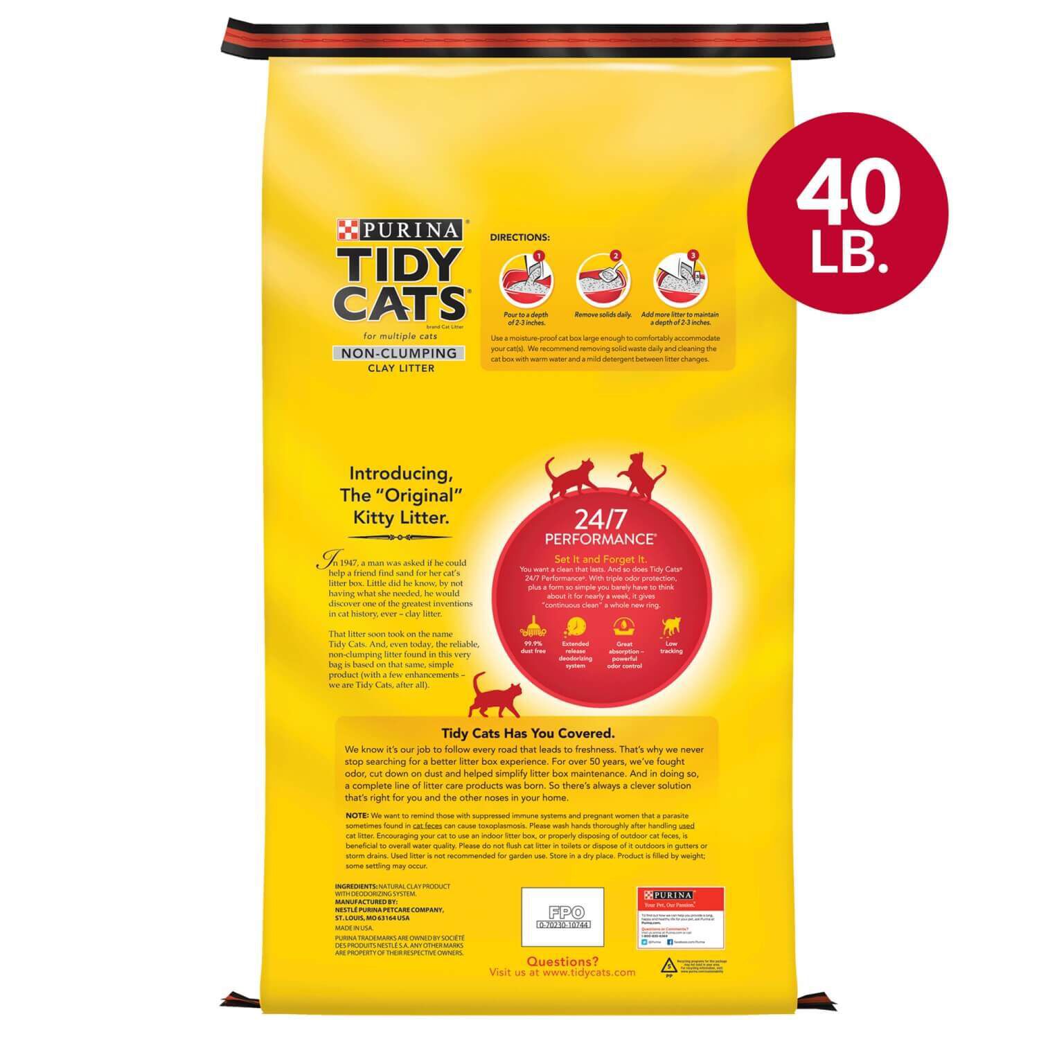 Tidy Cats Multi-Cat Non-Clumping Cat Litter, 24/7 Performance