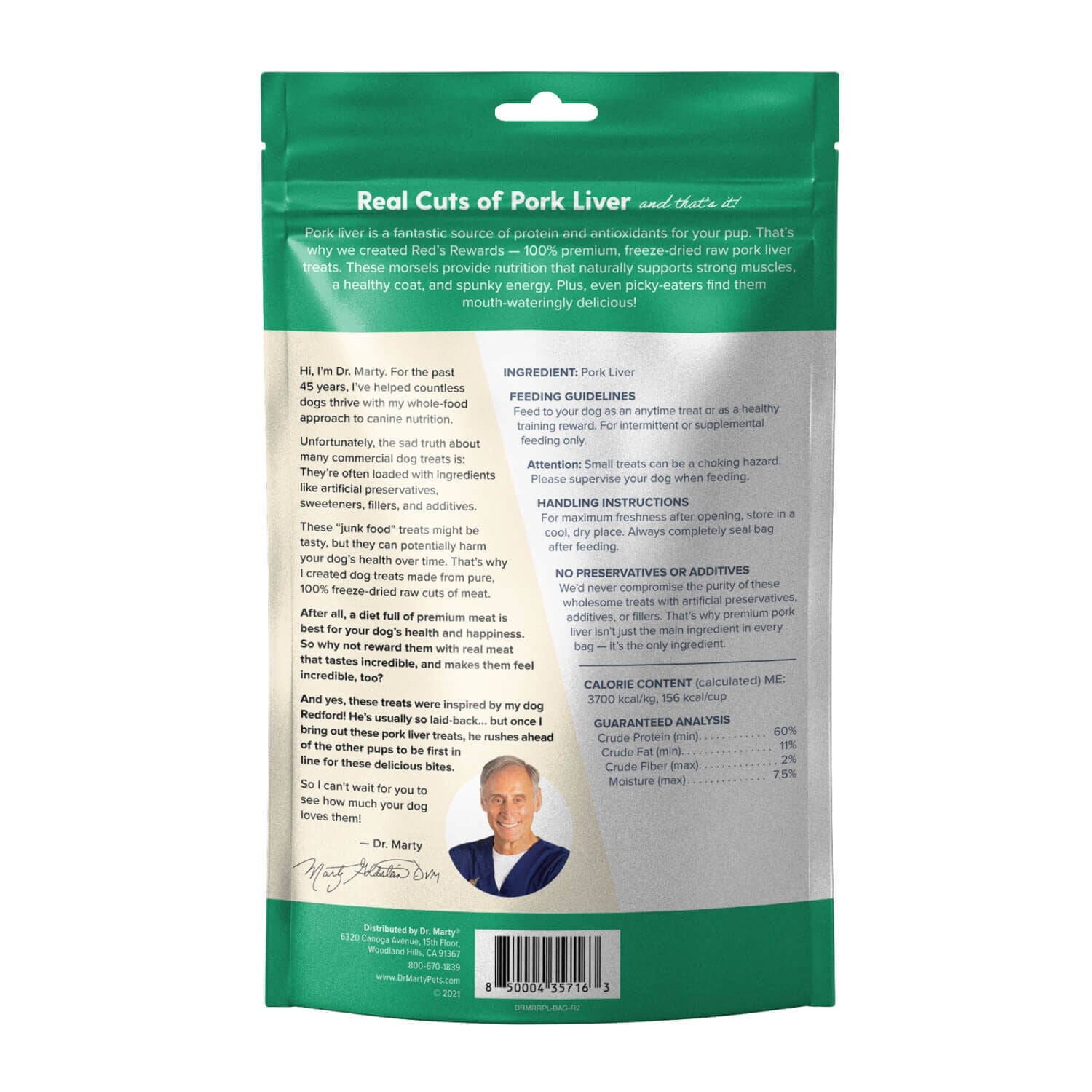 Dr. Marty Red's Rewards Freeze Dried Raw Pork Liver Dog Treats
