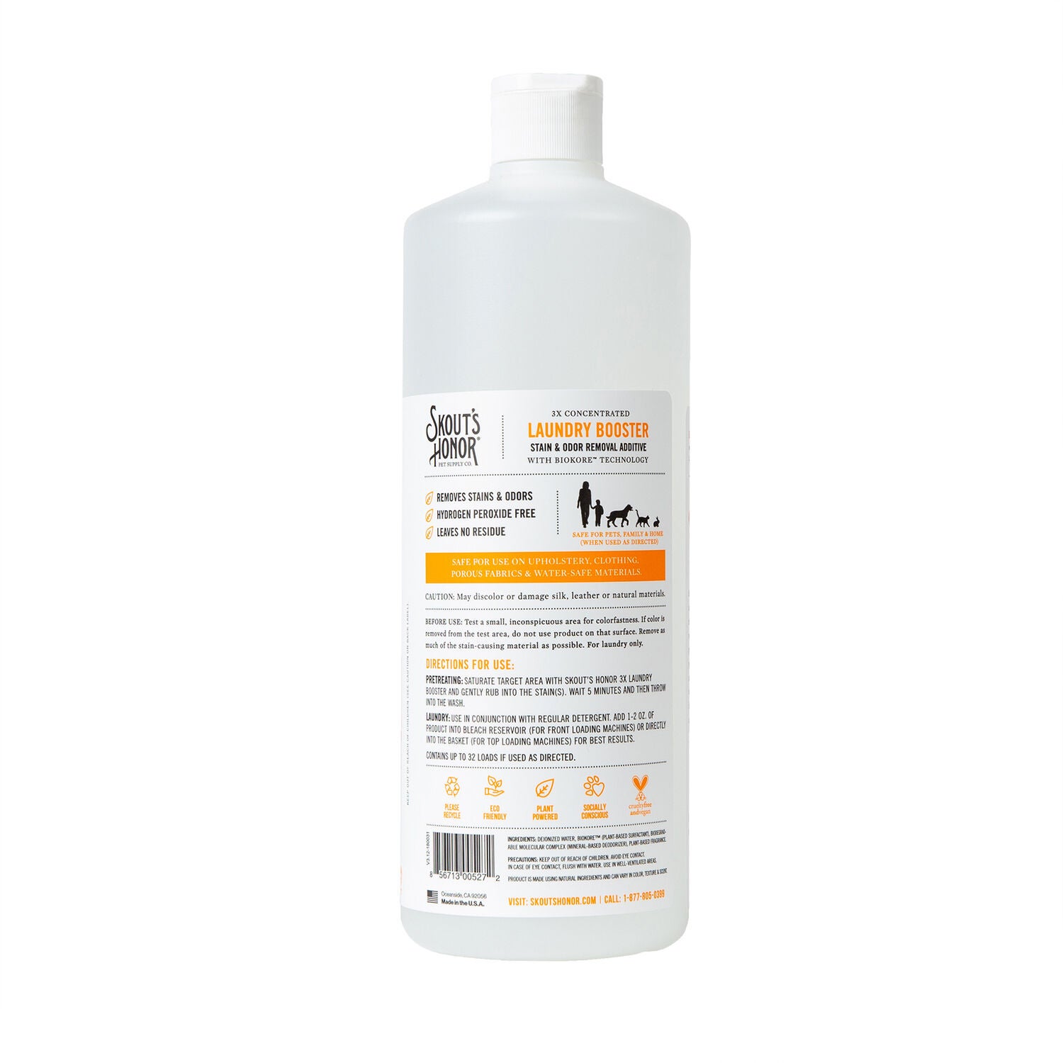Skout's Honor Laundry Booster Stain & Odor Removal Additive, 32Oz
