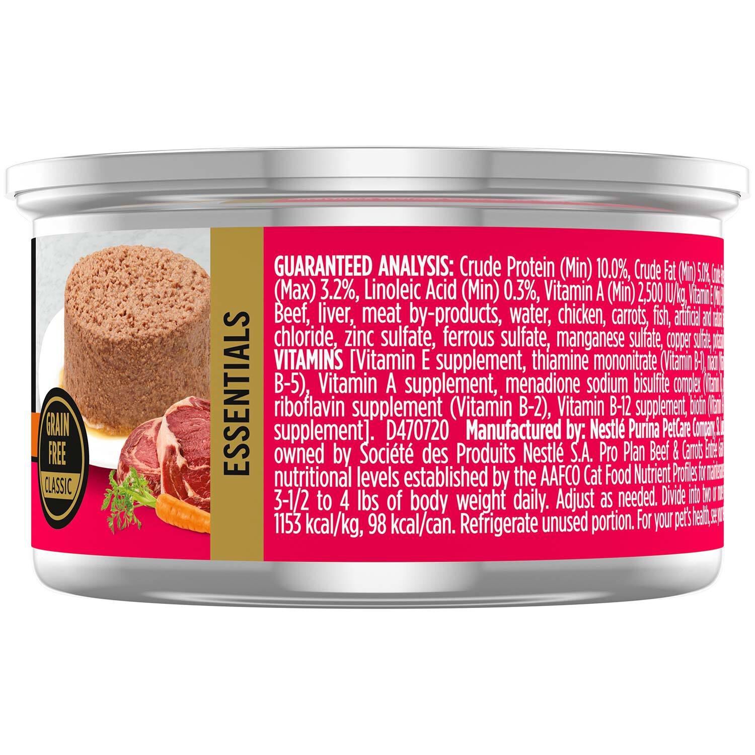 Purina Pro Plan Grain Free Classic Adult Beef & Carrots Entree Cat Food
