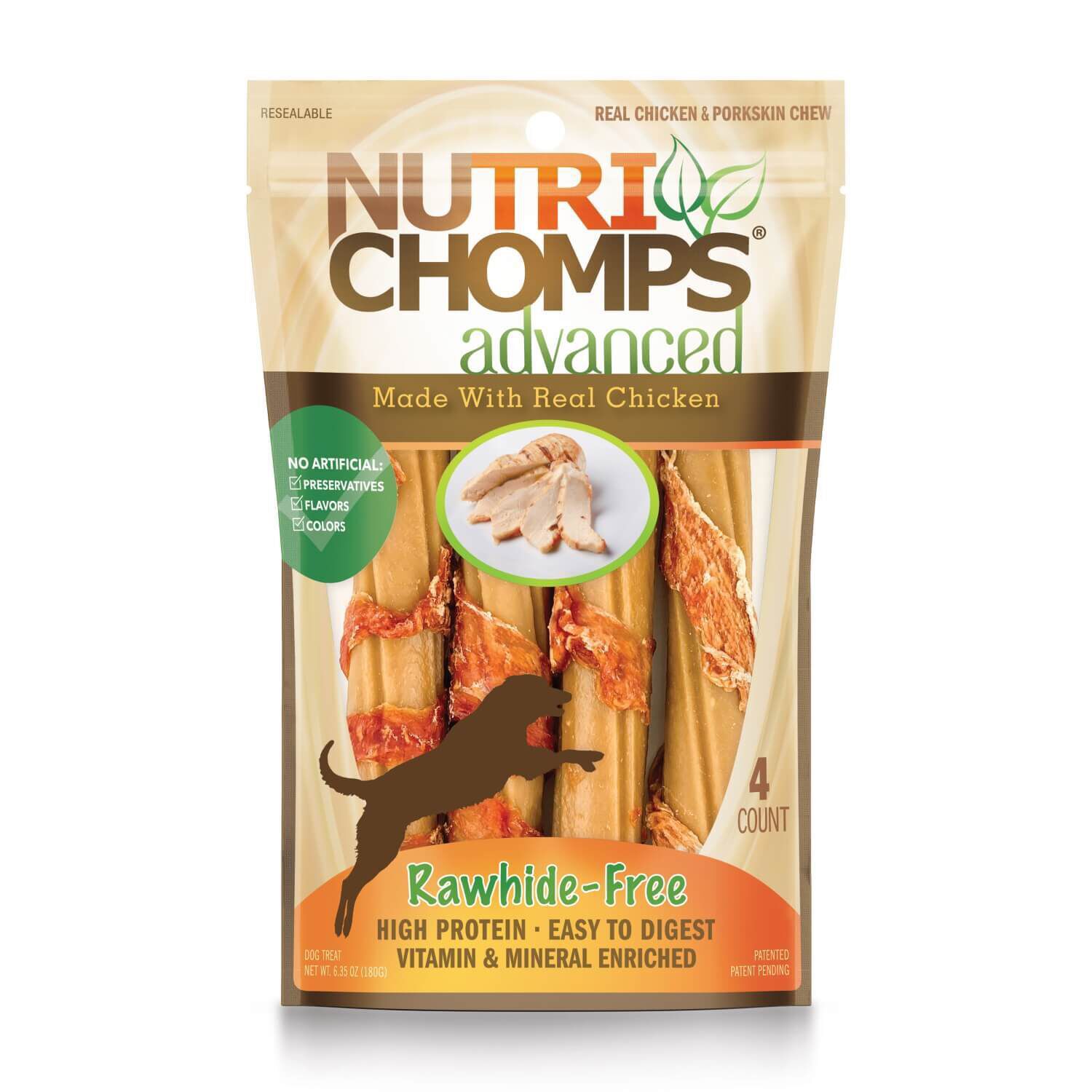 Nutri Chomps Advanced Rawhide Free Twists Chicken Flavor Dog Treats