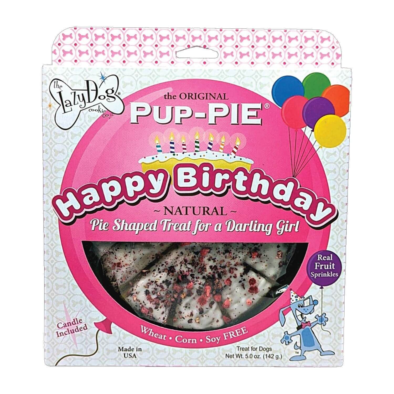 The Lazy Dog Cookie Co. Happy Birthday Pup-Pie Dog Treat, Girl