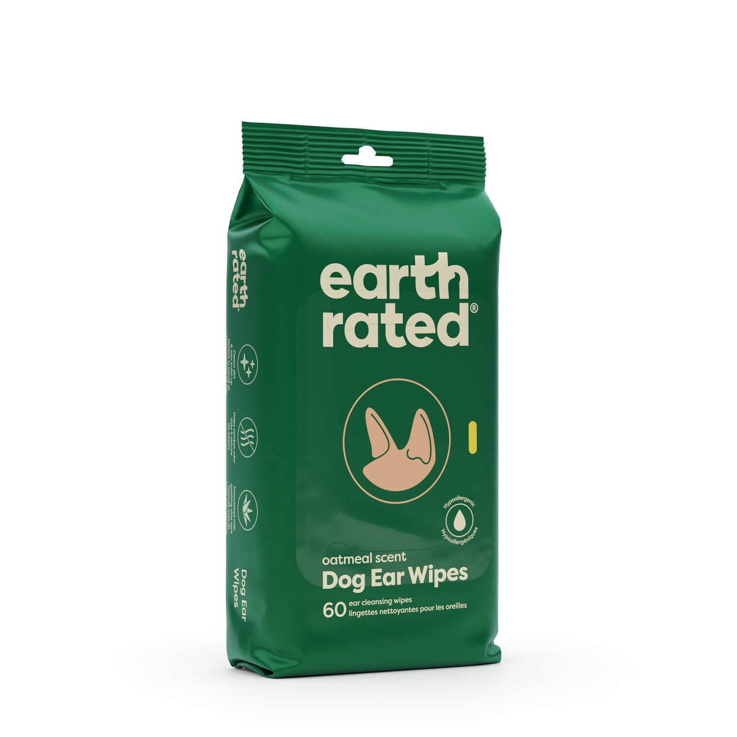 Earth Rated Hypoallergenic Dog Ear Wipes, Oatmeal Scent
