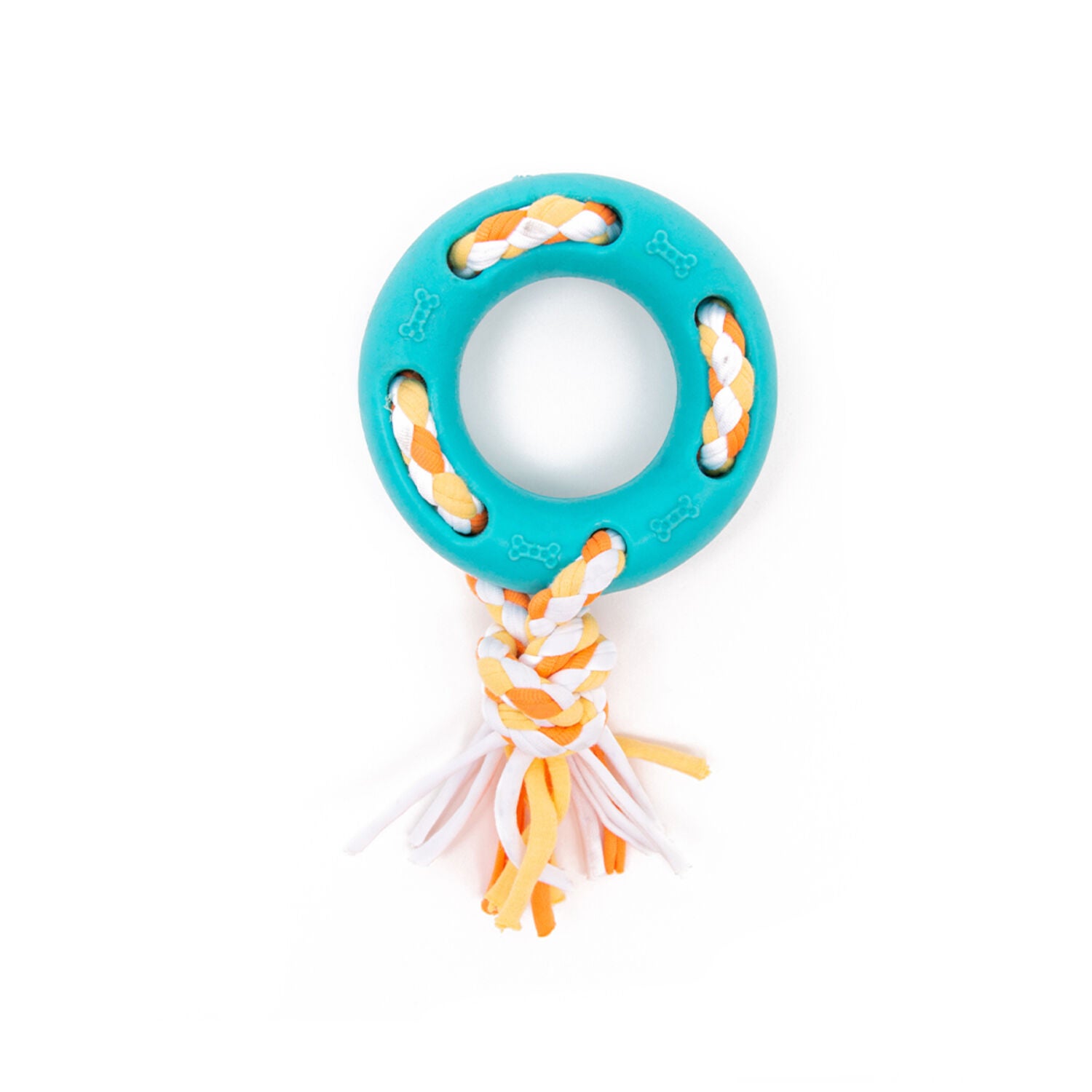 Little & Lively Tpr Rubber Ring & Rope Chew, Tug & Toss Small Dog Toy