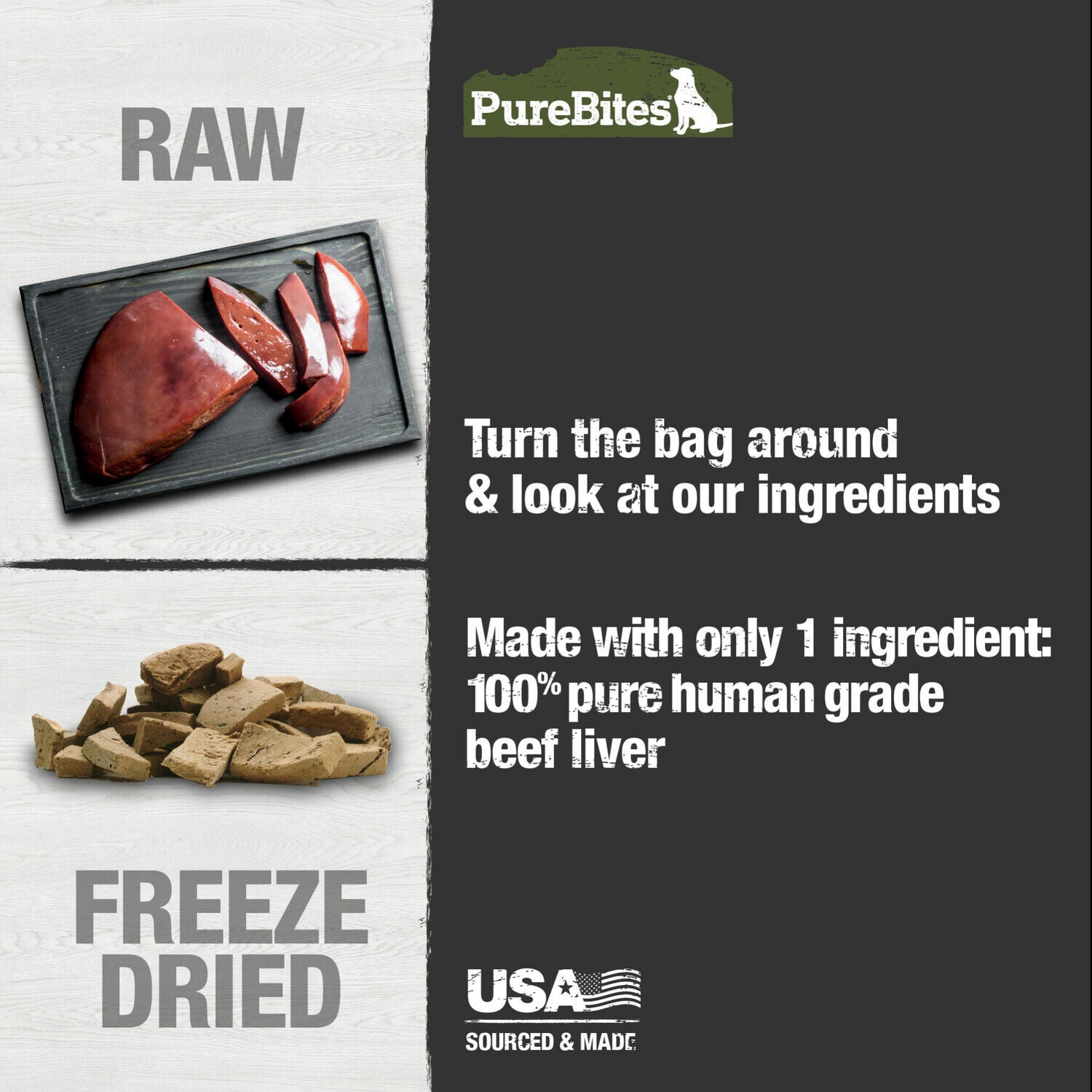 Purebites Freeze Dried Dog Treats, Beef Liver
