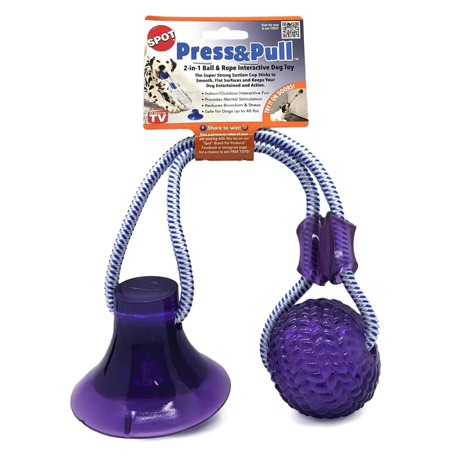 Spot 2 In 1 Press & Pull Ball & Rope Dog Tug Toy