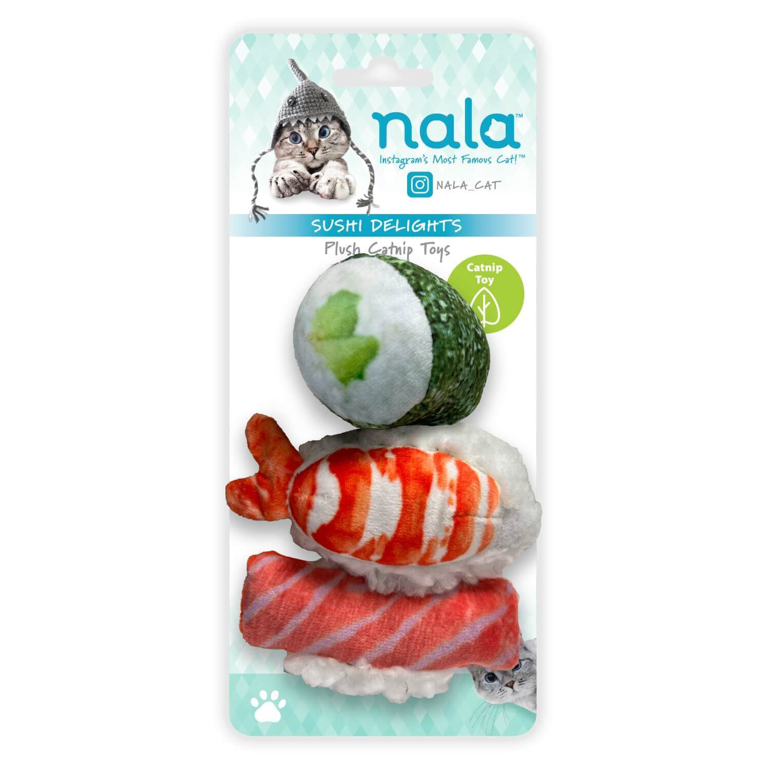 Nala Sushi Delights Trio Catnip Cat Toy, 3 Pack