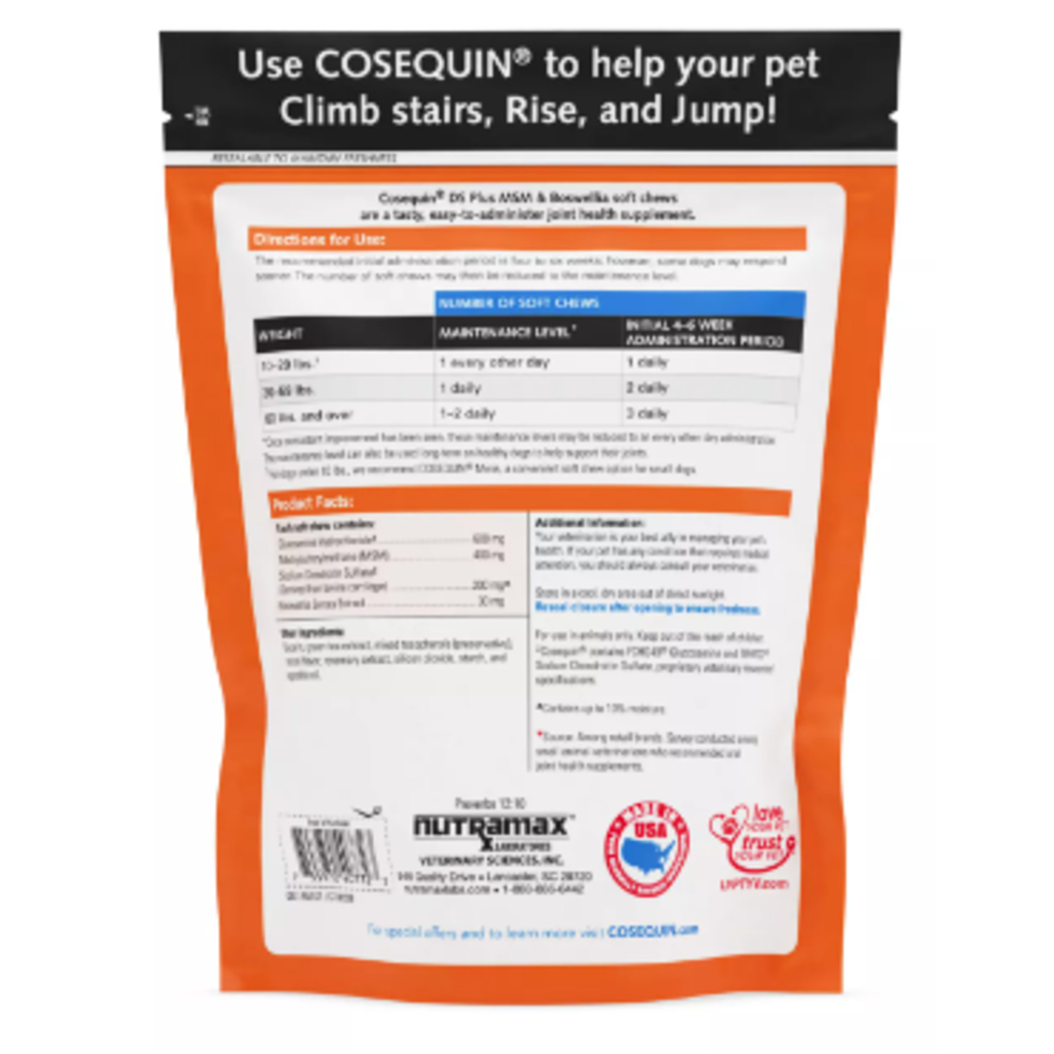 Cosequin Nutramax Ds Plus Msm Joint Health Supplement Soft Chews For Dogs