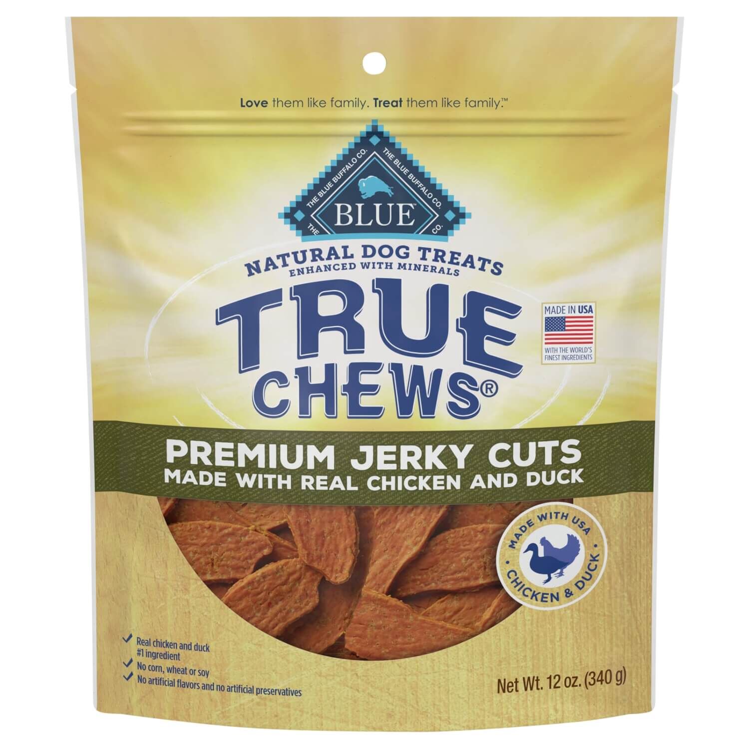 Blue Buffalo True Chews Premium Jerky Cuts Dog Treats, Duck