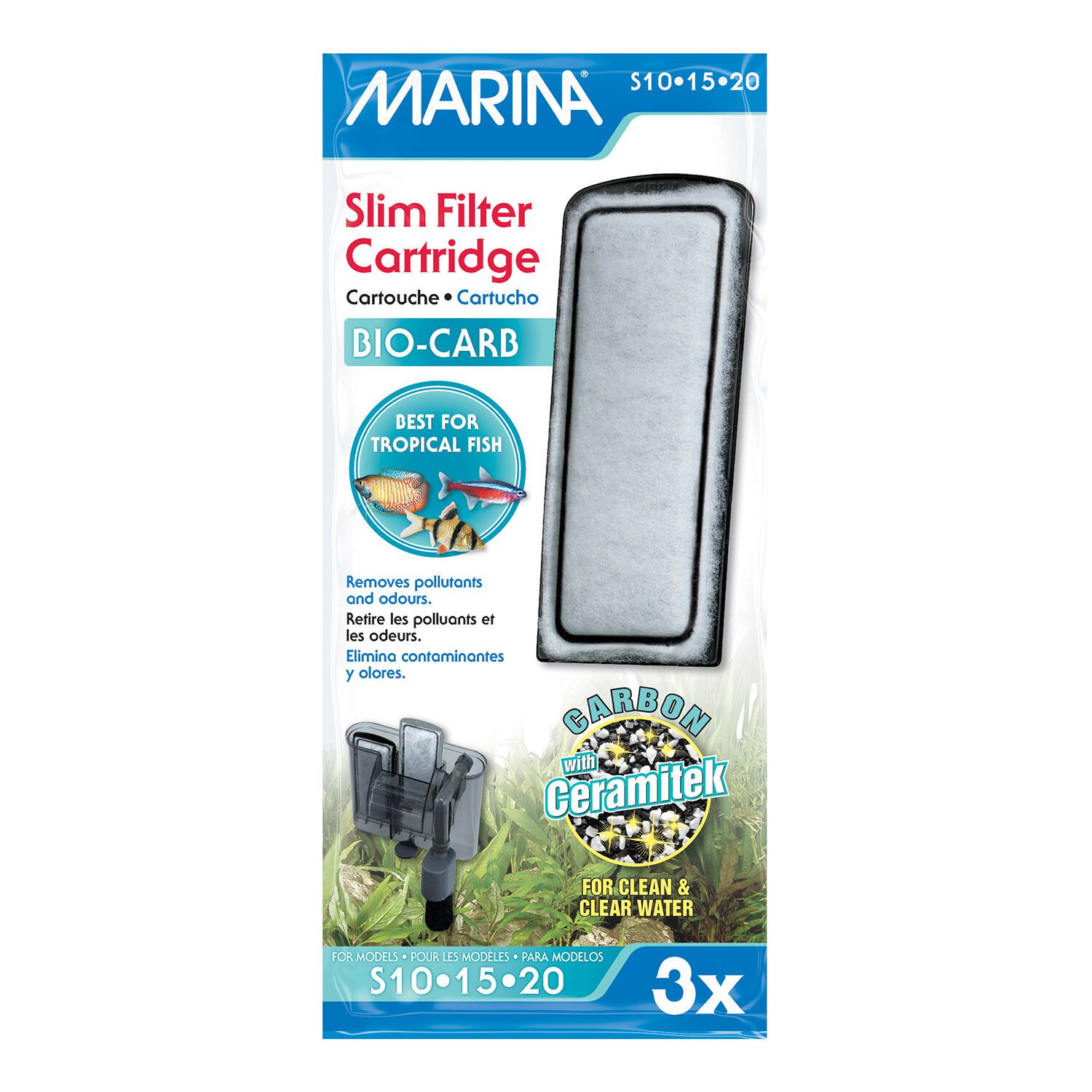 Marina Slim Filter Carbon Plus Ceramic Cartridge, 3 Pack