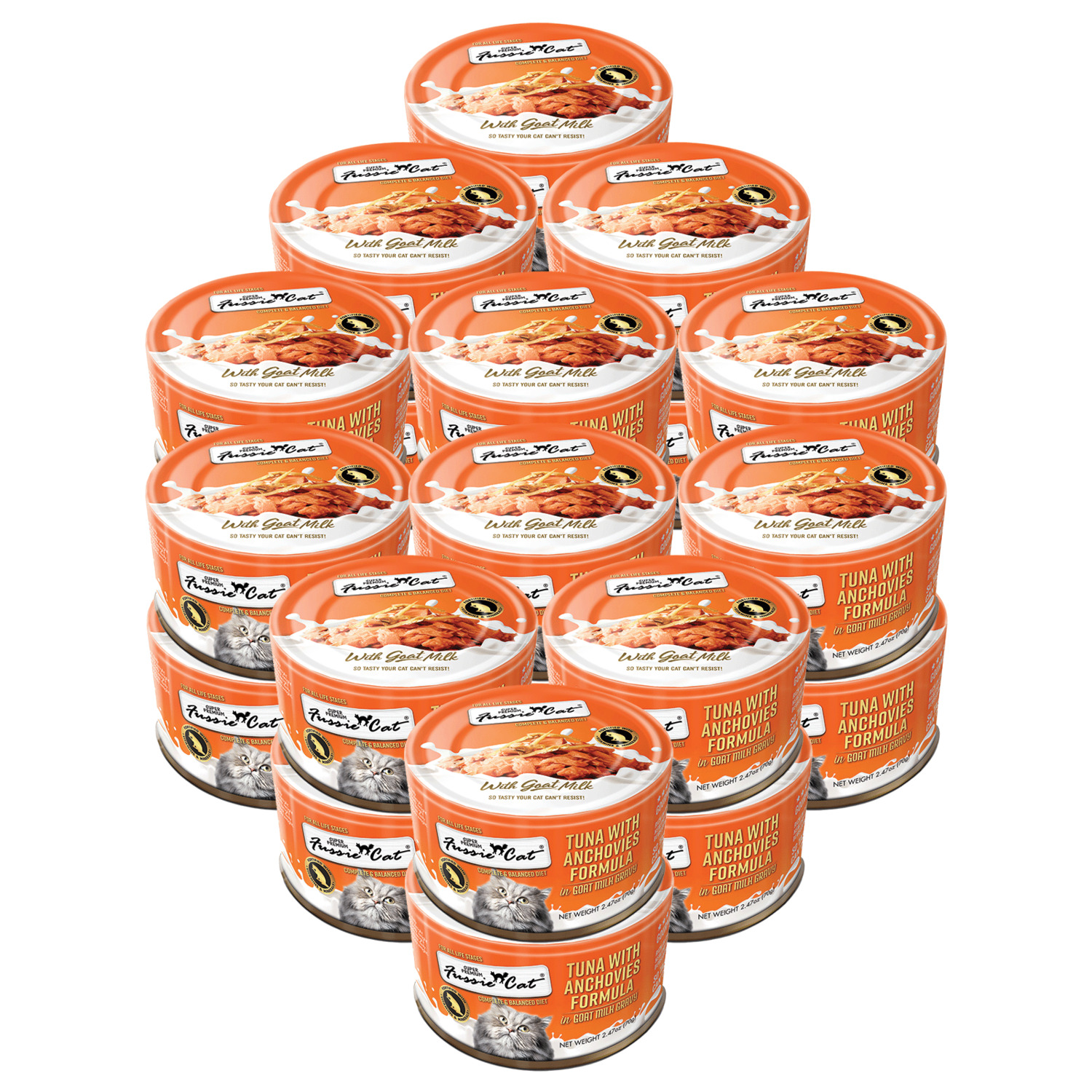 Fussie Cat Premium Tuna With Anchovies In Goat Milk Wet Cat Food, 2.47Oz
