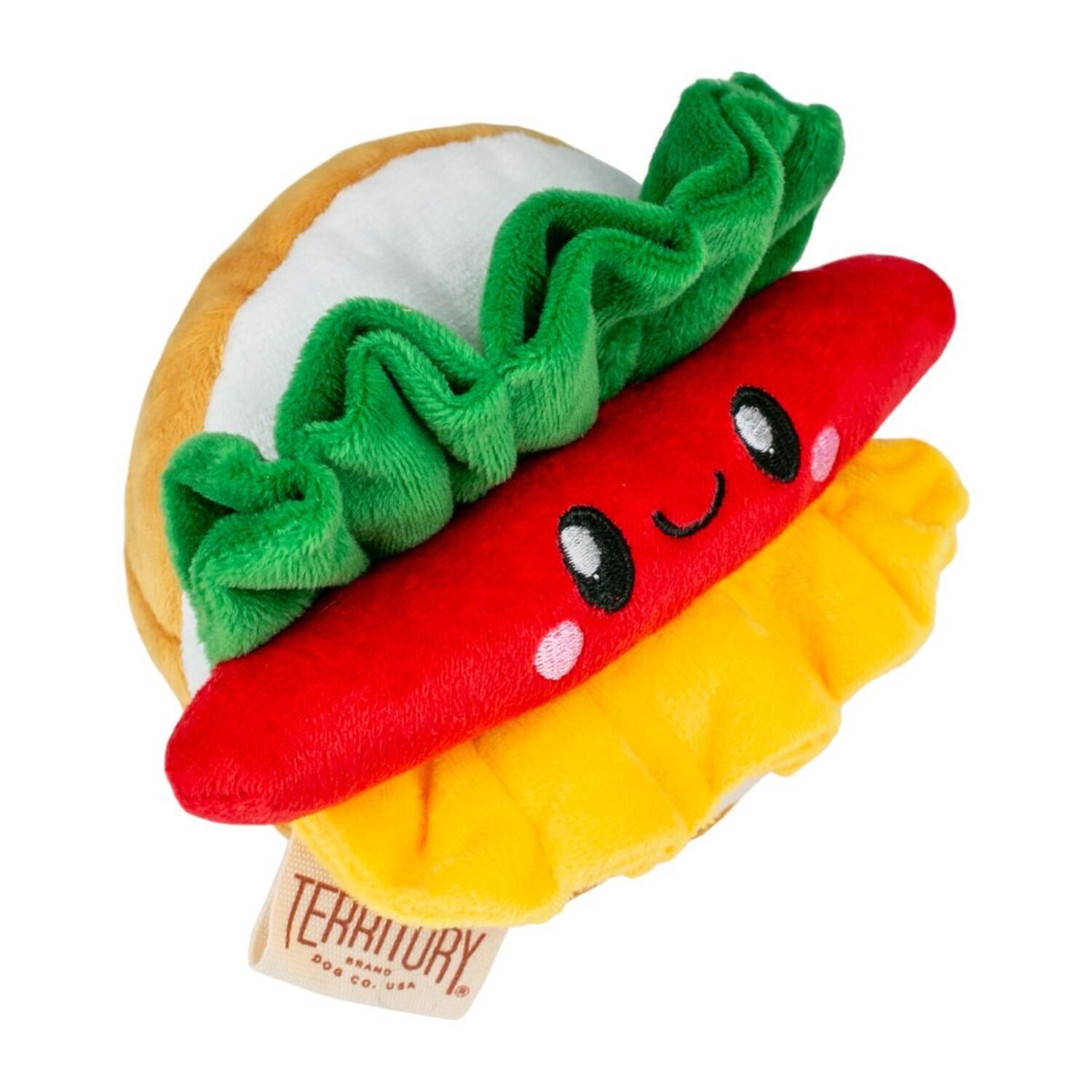 Territory Hot Dog Plush Hide-And-Treat Dog Toy, 6"