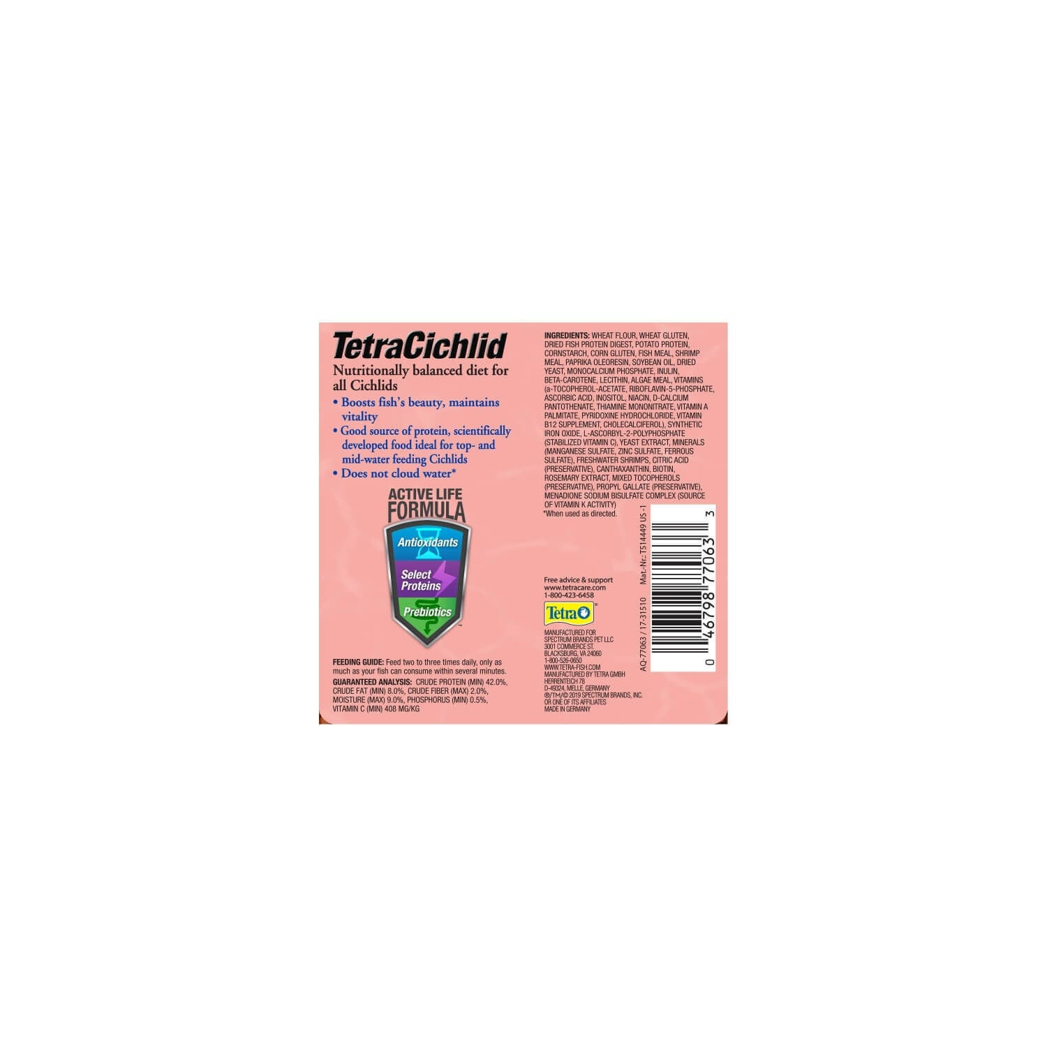 Omega One Super Color Cichlid Sinking Pellet Fish Food Small Pellets, 16.25-Oz