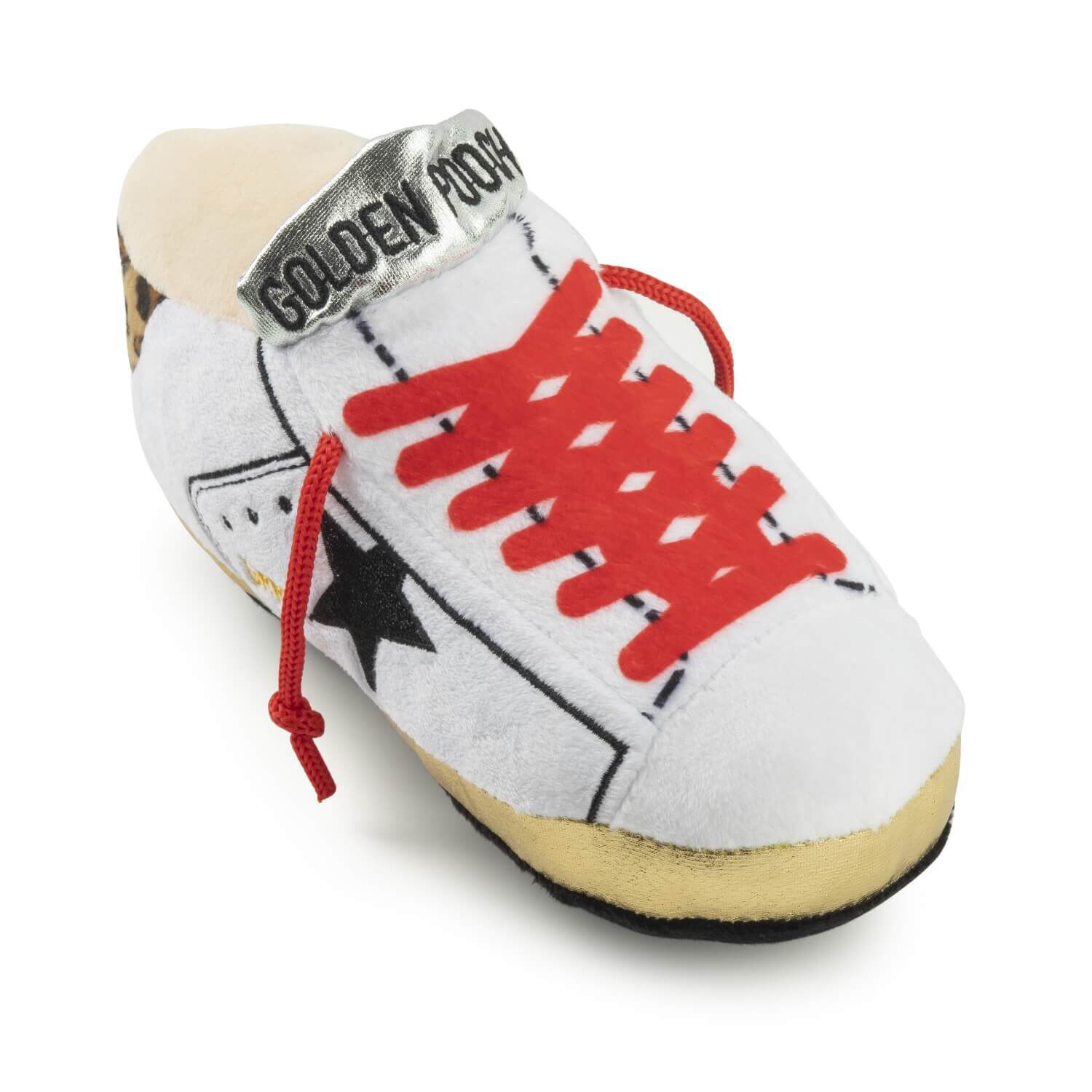 Haute Diggity Dog Golden Pooch Tennis Shoe Squeaky Plush Dog Toy