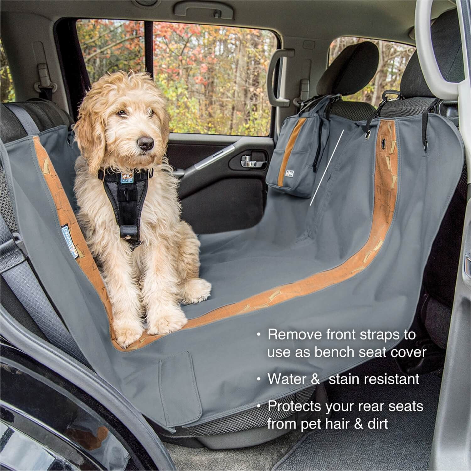 Kurgo Wander Dog Hammock Car Seat Cover For Pets - Charcoal