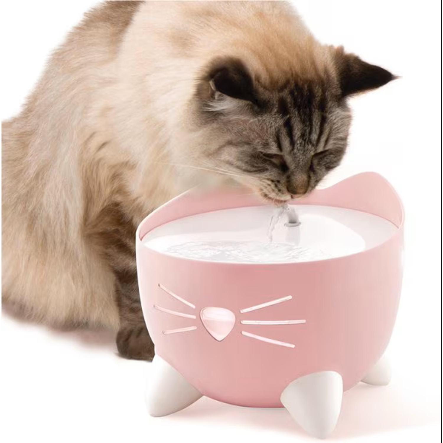Catit Pixi Cat Water Fountain With Triple Action Filter, Light Pink