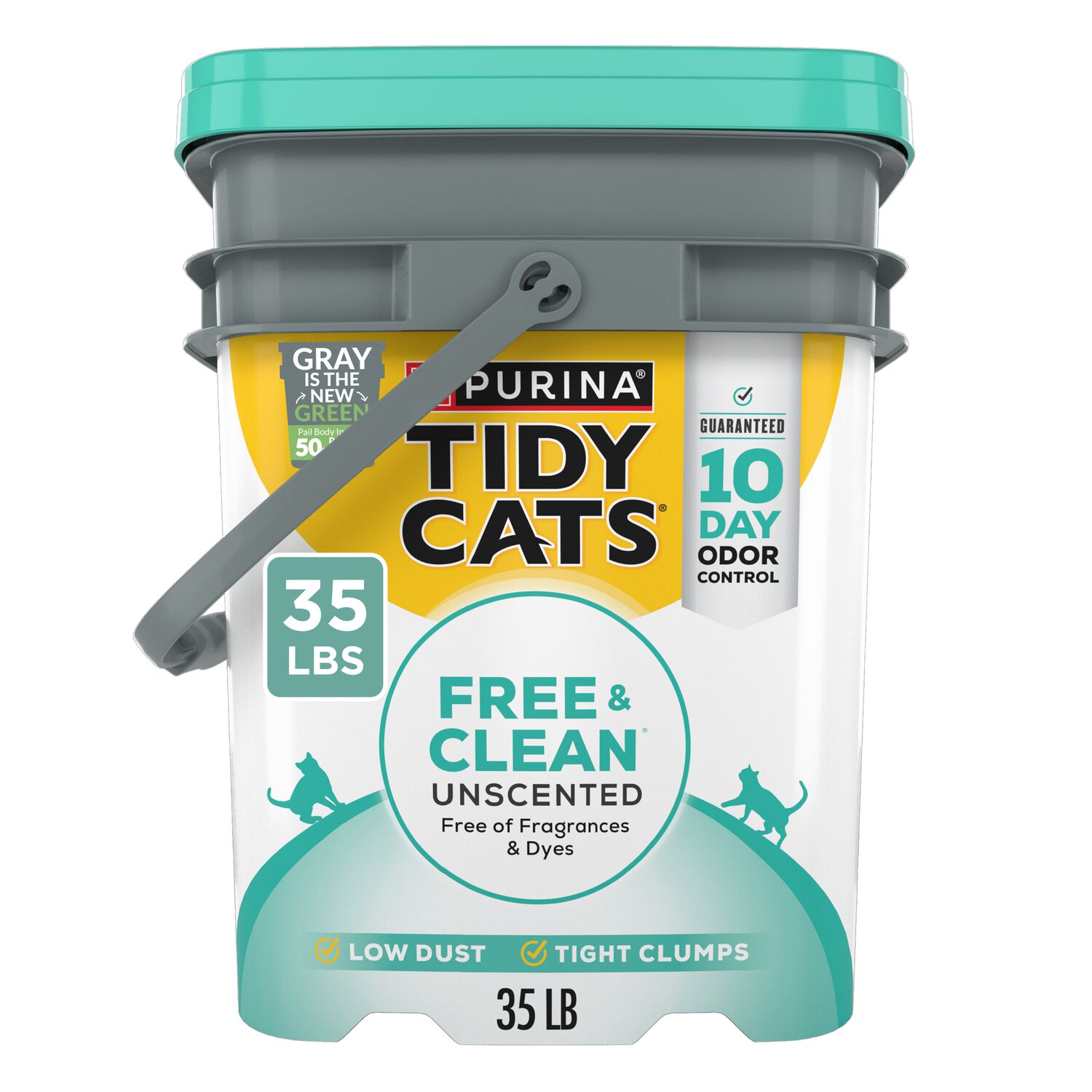 Purina Tidy Cats Light Weight Free And Clean Unscented, Multi-Cat, Clumping, 99.9 Percent Dust Free Cat Litter, 17=Lb Pail