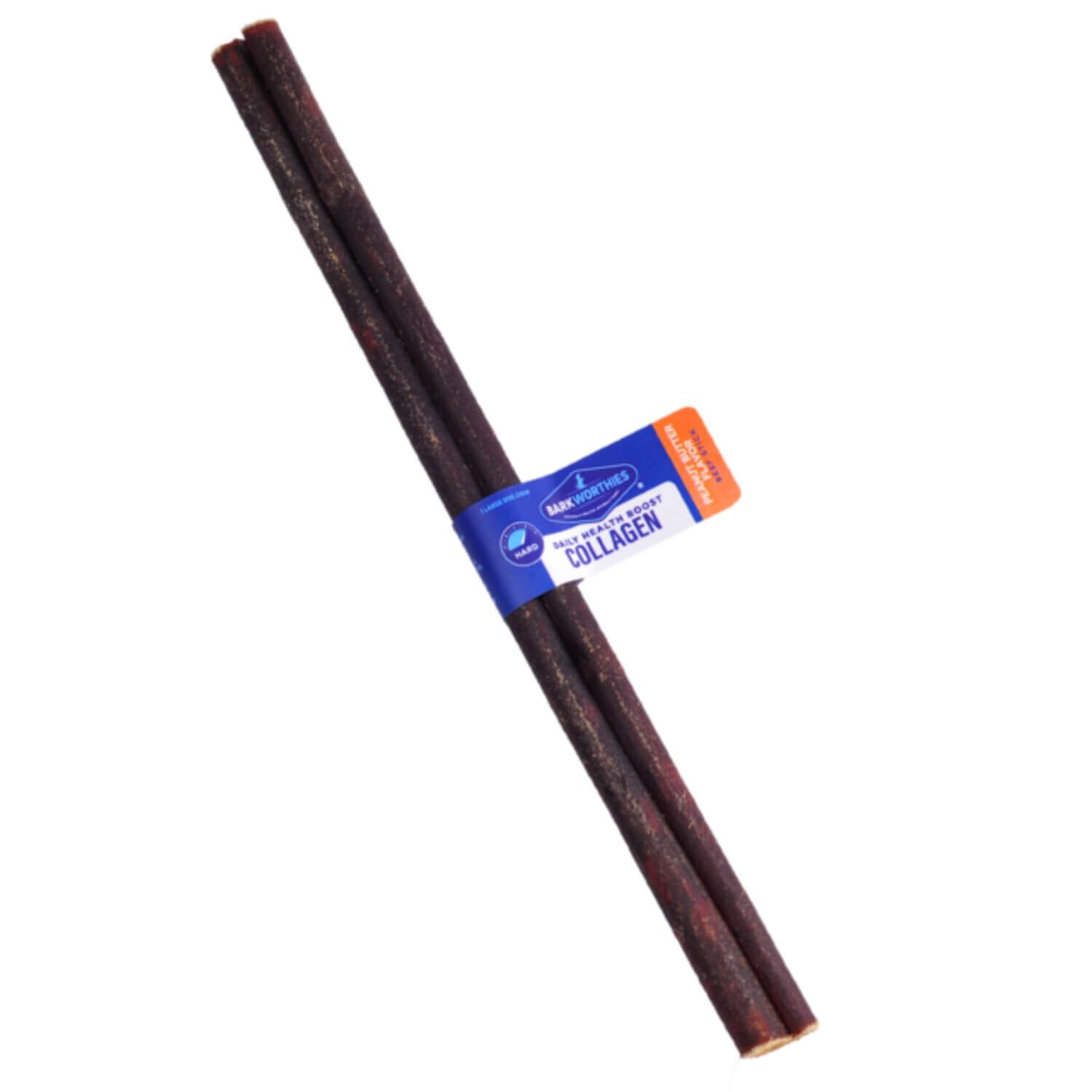 Barkworthies Daily Health Boost Collagen Peanut Butter Flavor Beef Sticks Dog Treats, 12"