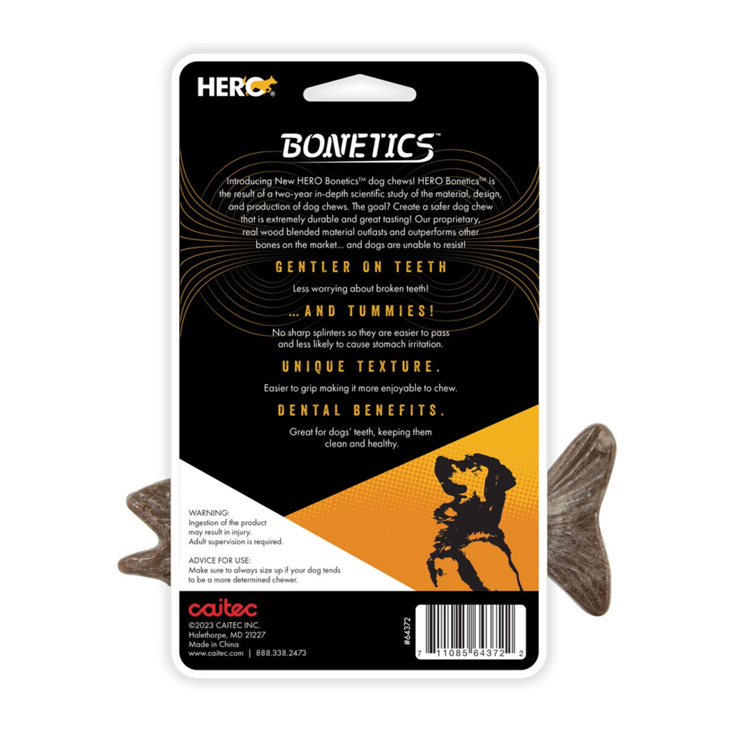 Hero Bonetics Grouper Fish Durable Dog Chew Toy, 7.5"-Large, Bacon Flavor