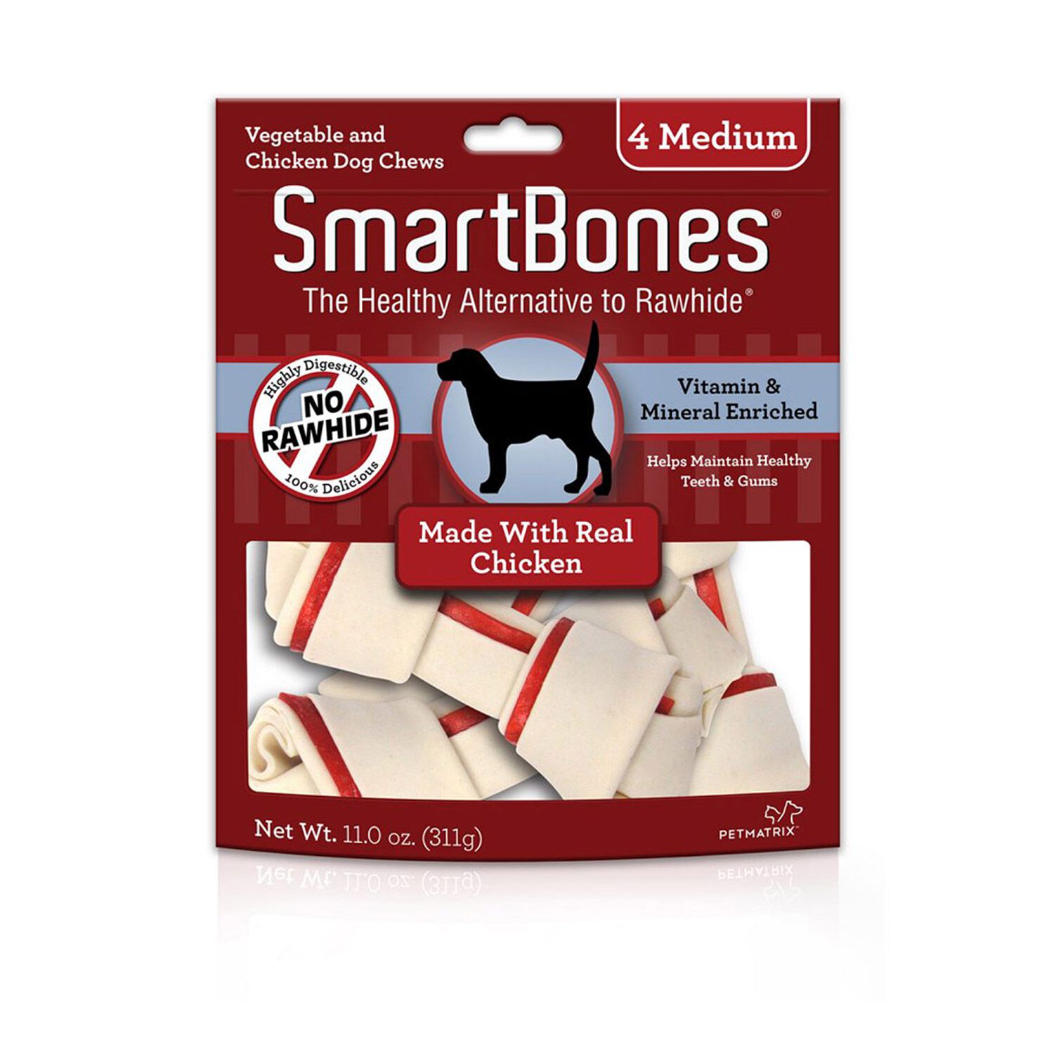Smartbones Medium Chicken Rawhide Alternative Chews Dog Treats, 4 Pack