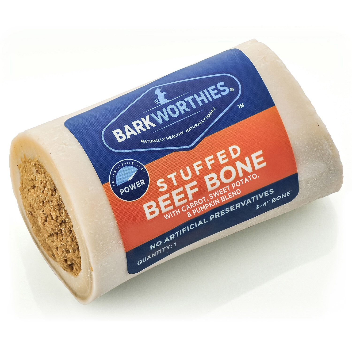 Barkworthies Stuffed Beef Bone With Pumpkin, Sweet Potato & Carrot Dog Treat