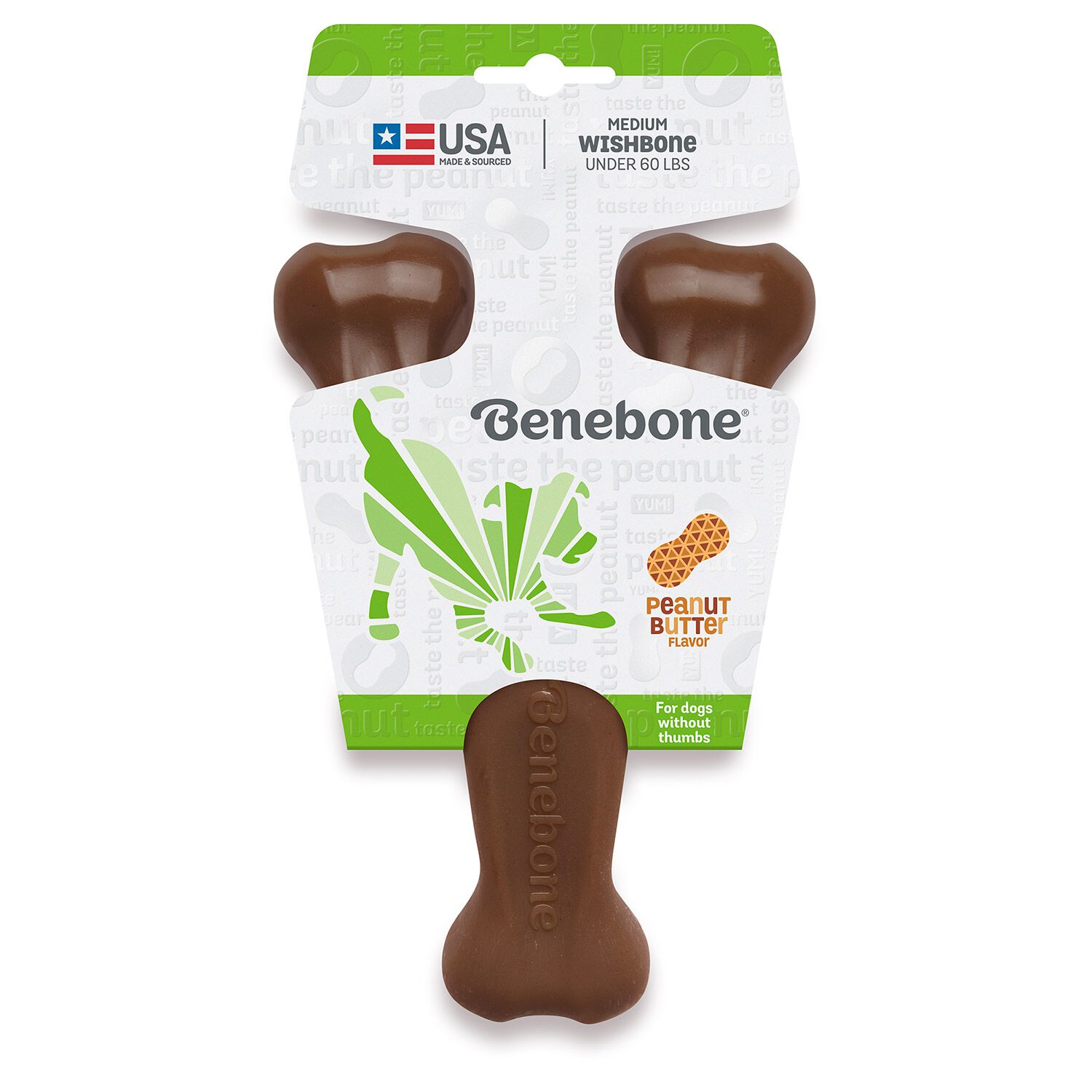 Benebone Peanut Butter Wishbone Dog Chew Toy