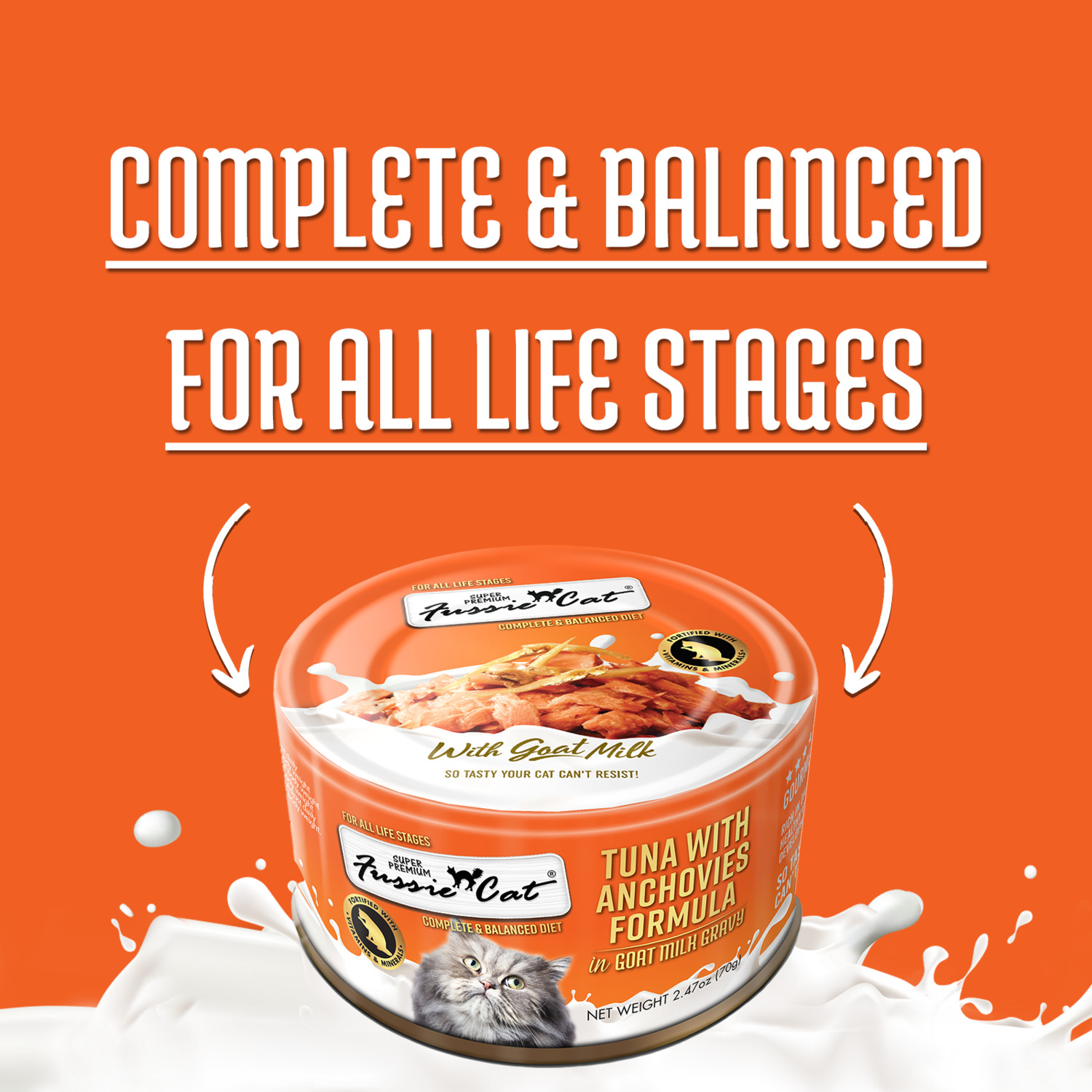 Fussie Cat Premium Tuna With Anchovies In Goat Milk Wet Cat Food, 2.47Oz