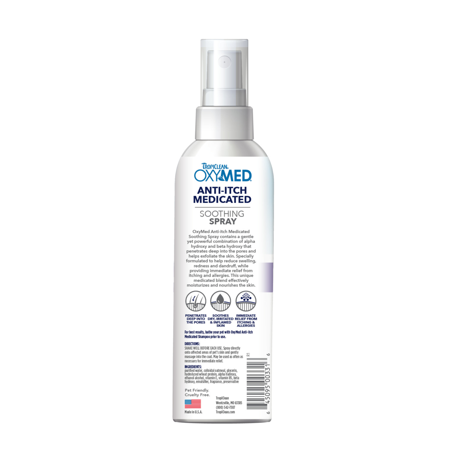 Tropiclean Oxymed Medicated Anti-Itch Soothing Spray For Dogs & Cats