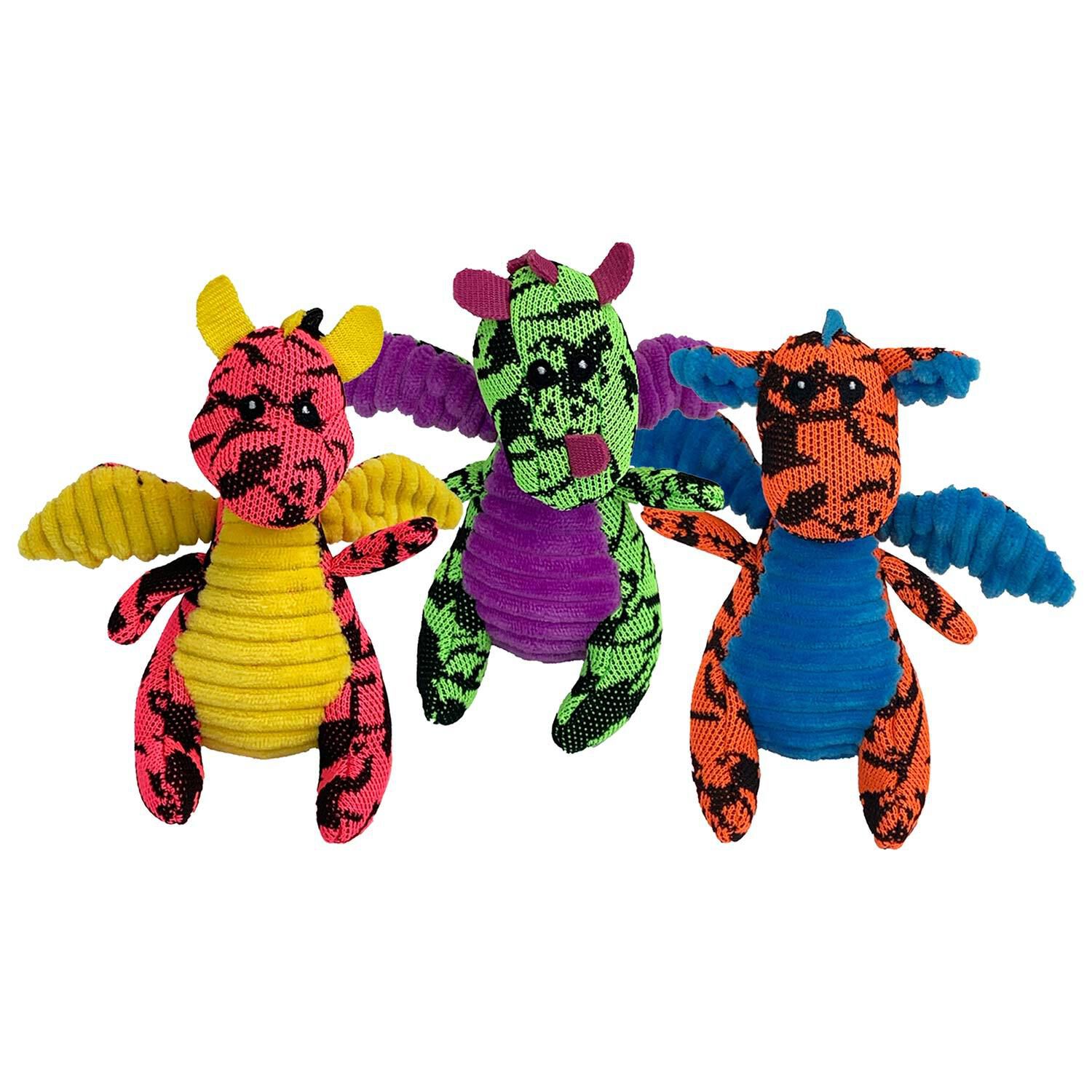 Multipet Mini Dragon Plush Dog Toy, Assorted Colors