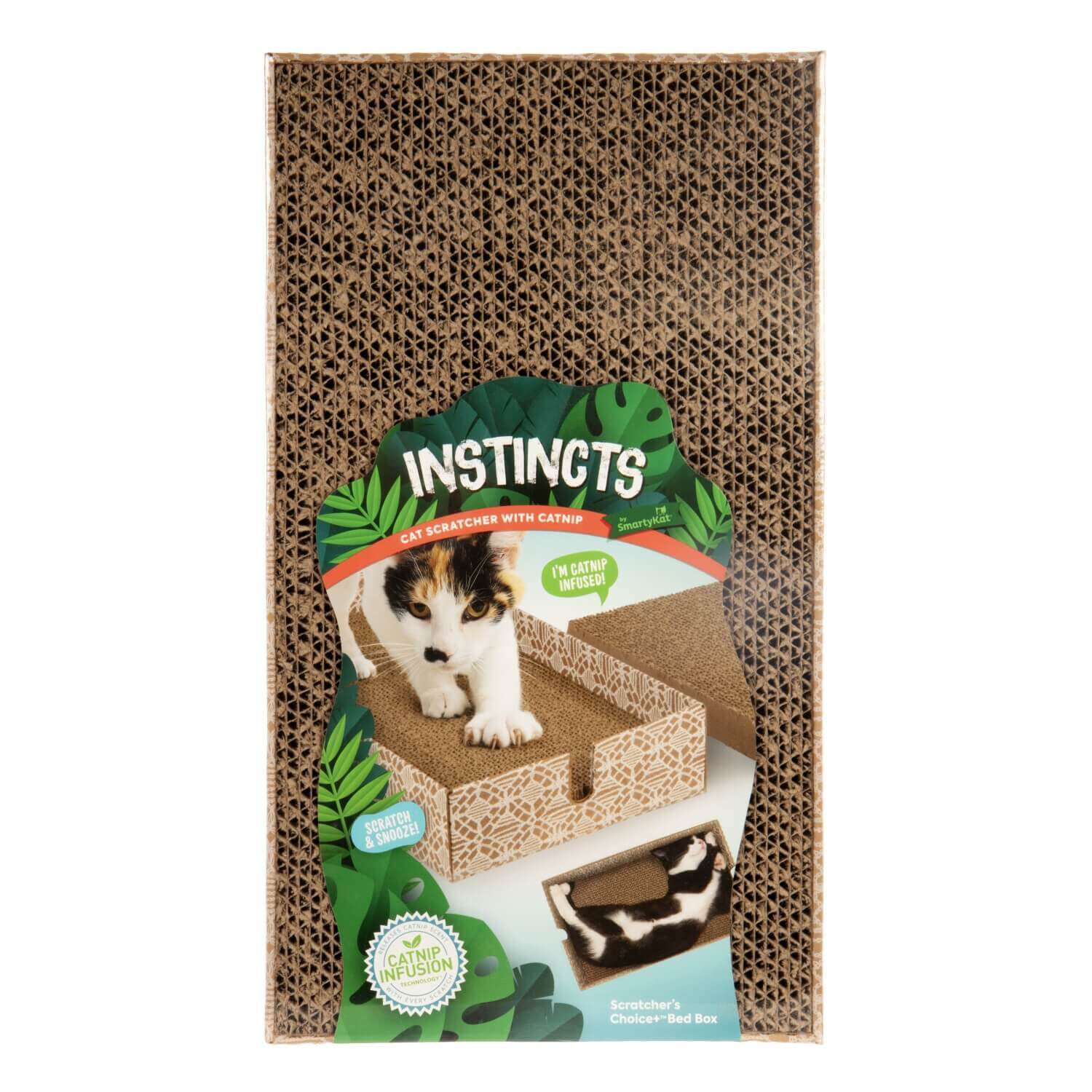 Instincts By Smartykat&reg; Scratcher's Choice+ Bed Box & Refills Reversible Corrugate Cat Scratch Blocks & Cat Bed With Catnip Infusion Technology, 2 Count Scratch Blocks, Extra Large