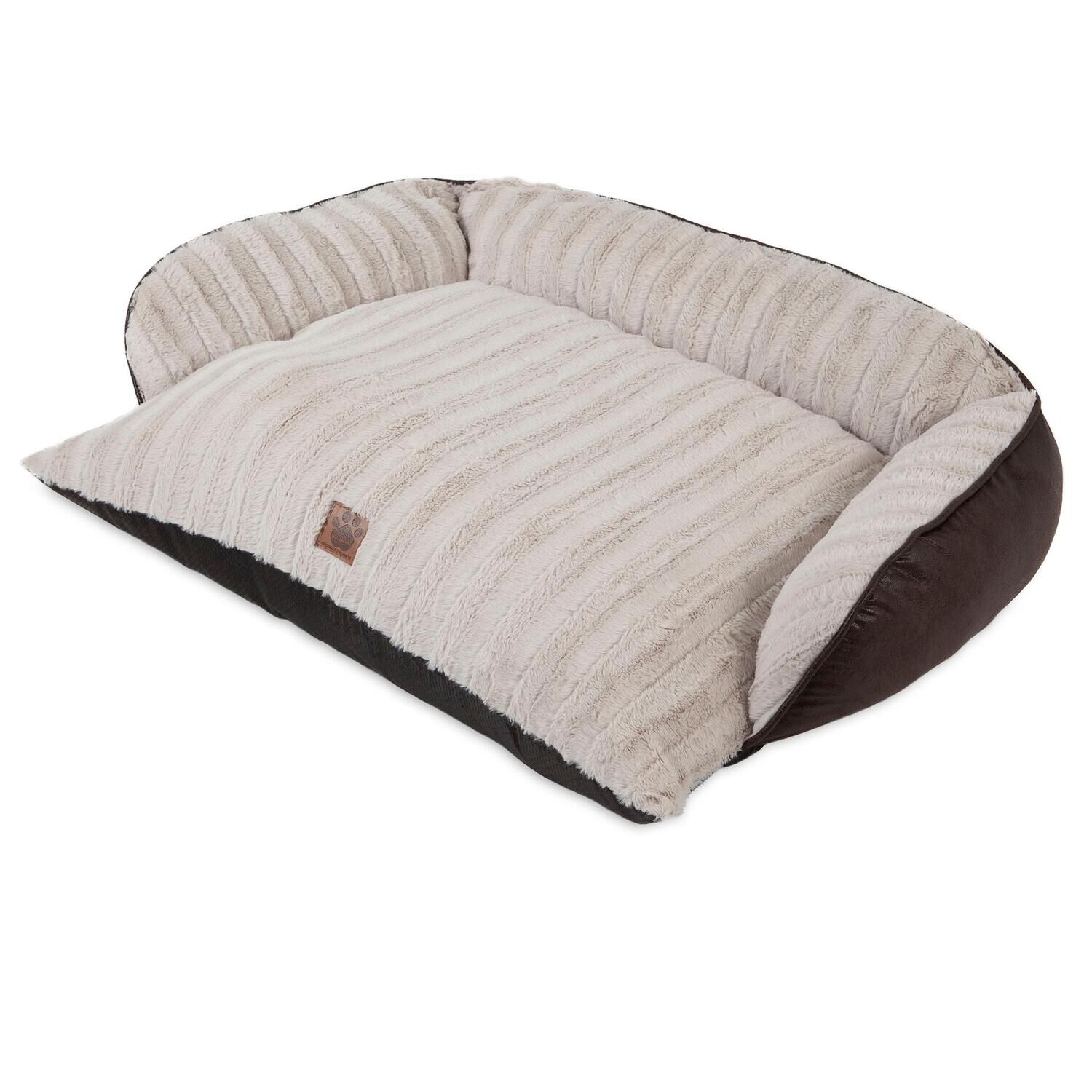 Snoozzy Rustic Luxury Comfy Couch Dog Bed, 40"X30", Brown & Tan