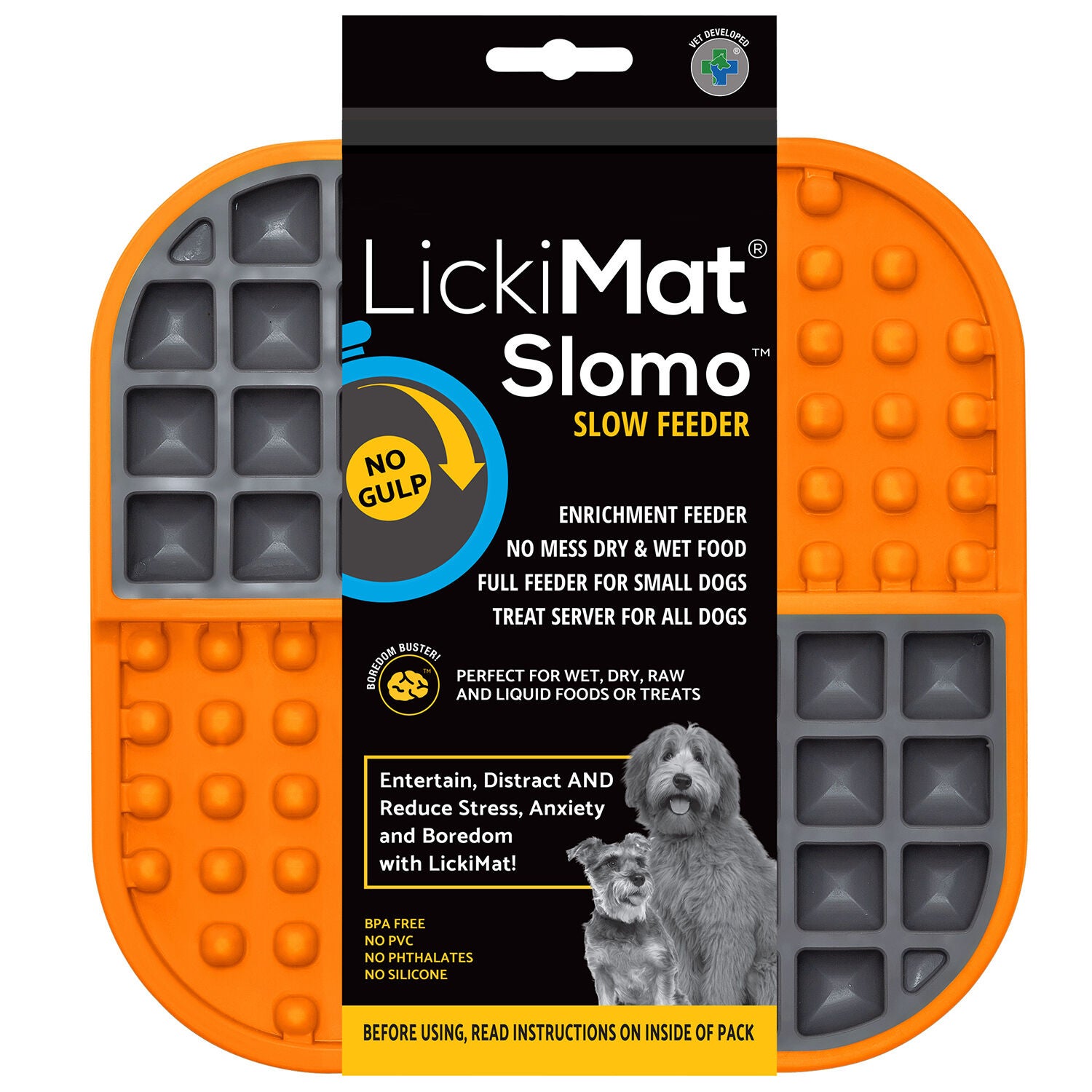 Lickimat Slomo Textured Slow Feeder For Small Dogs, Orange