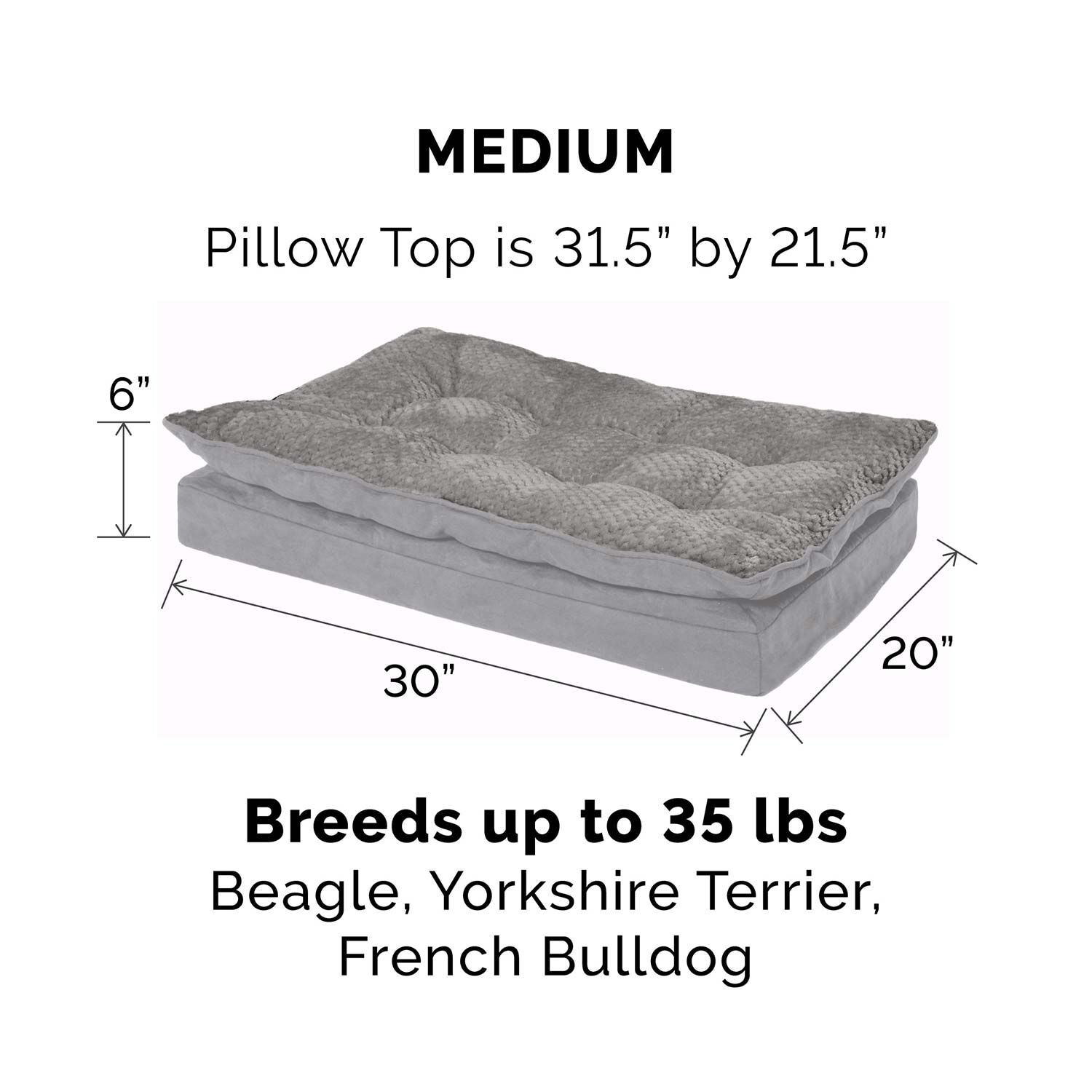 Furhaven Mink Faux Fur & Suede Pillow Top Orthopedic Dog Bed - Titanium Gray