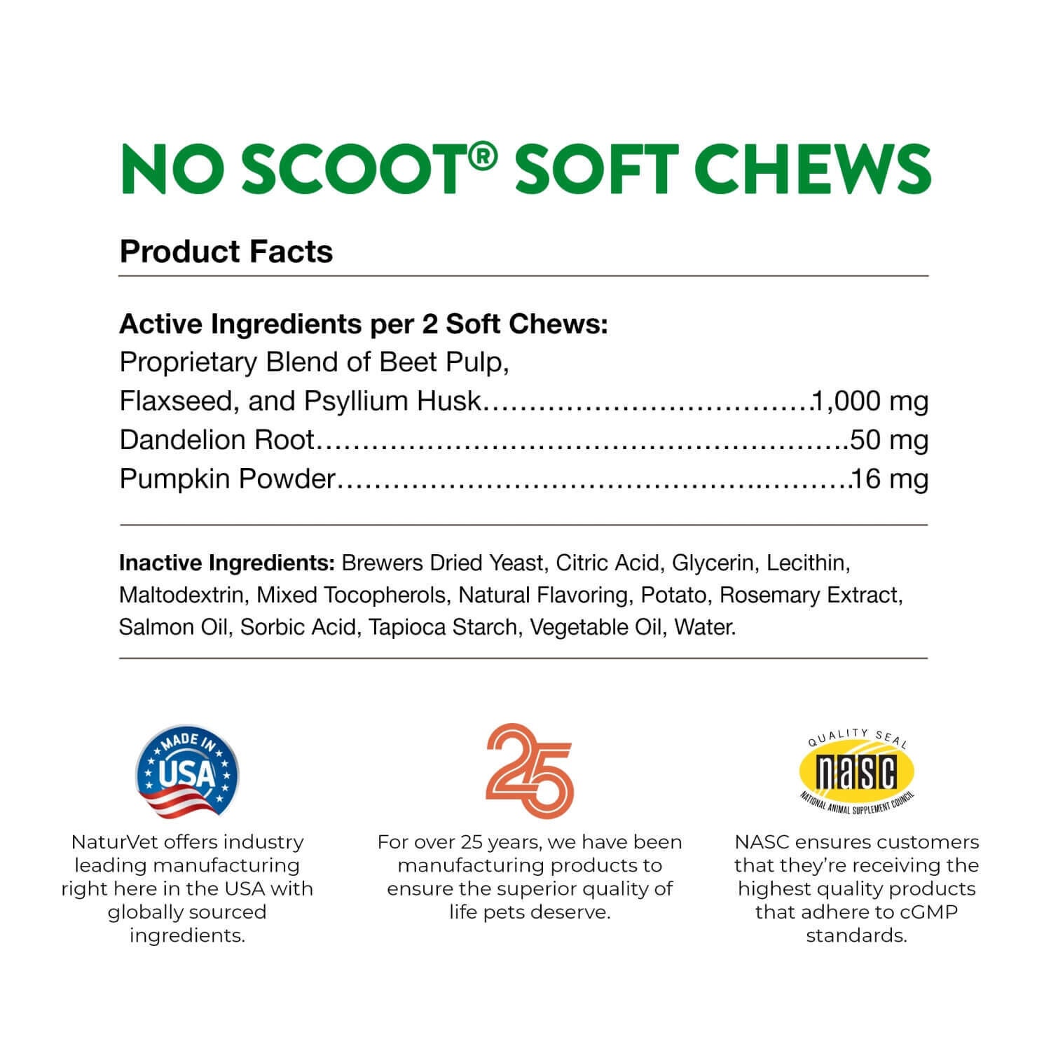 Naturvet No Scoot Anal Gland Support + Pumpkin Soft Chew Supplements For Dogs