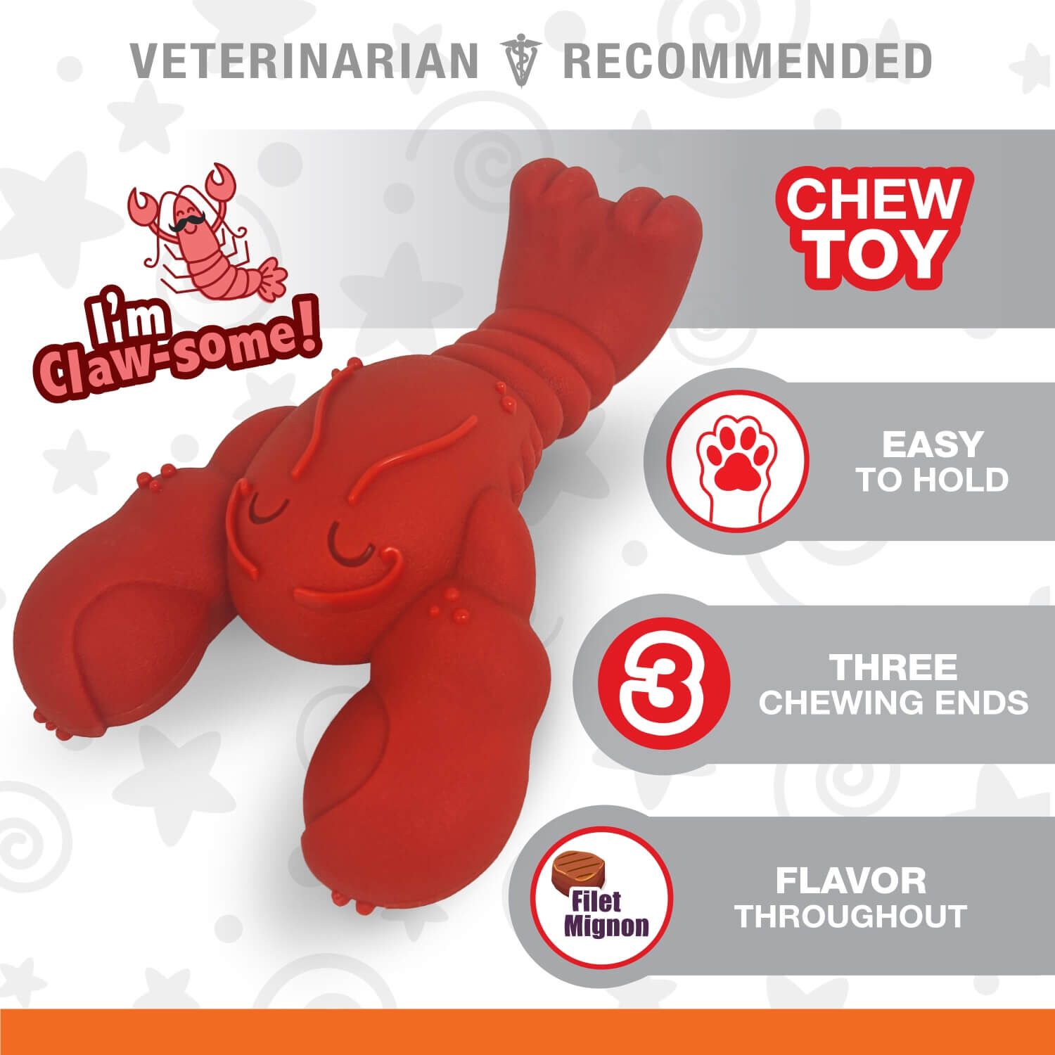 Nylabone Power Chew Lobster Dog Toy - Filet Mignon