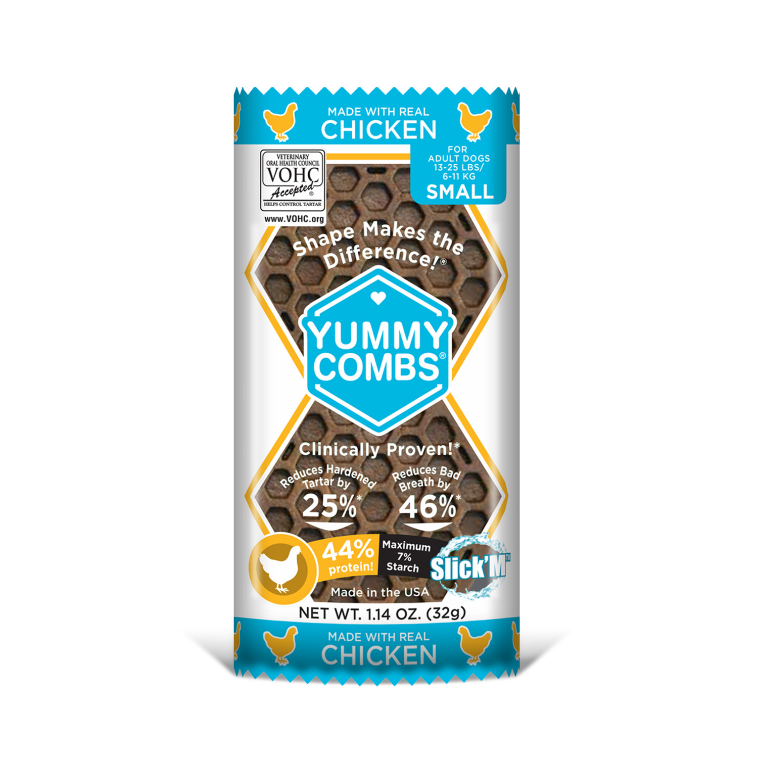 Yummy Combs Adult Small Dog Dental Treats, Chicken, 2 Pack