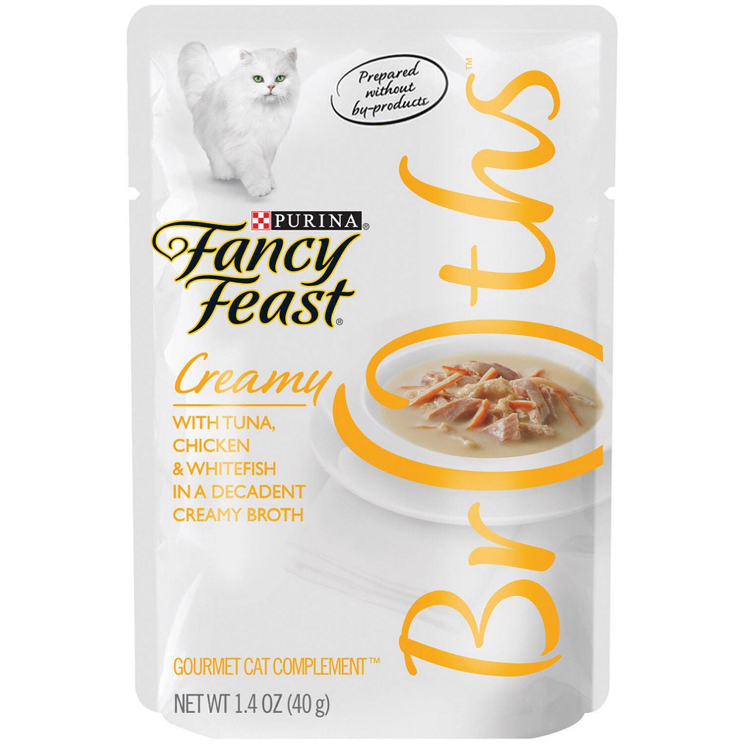 Fancy Feast Purina Lickable Wet Cat Food Broth Topper, Creamy With Tuna, Chicken, And Whitefish